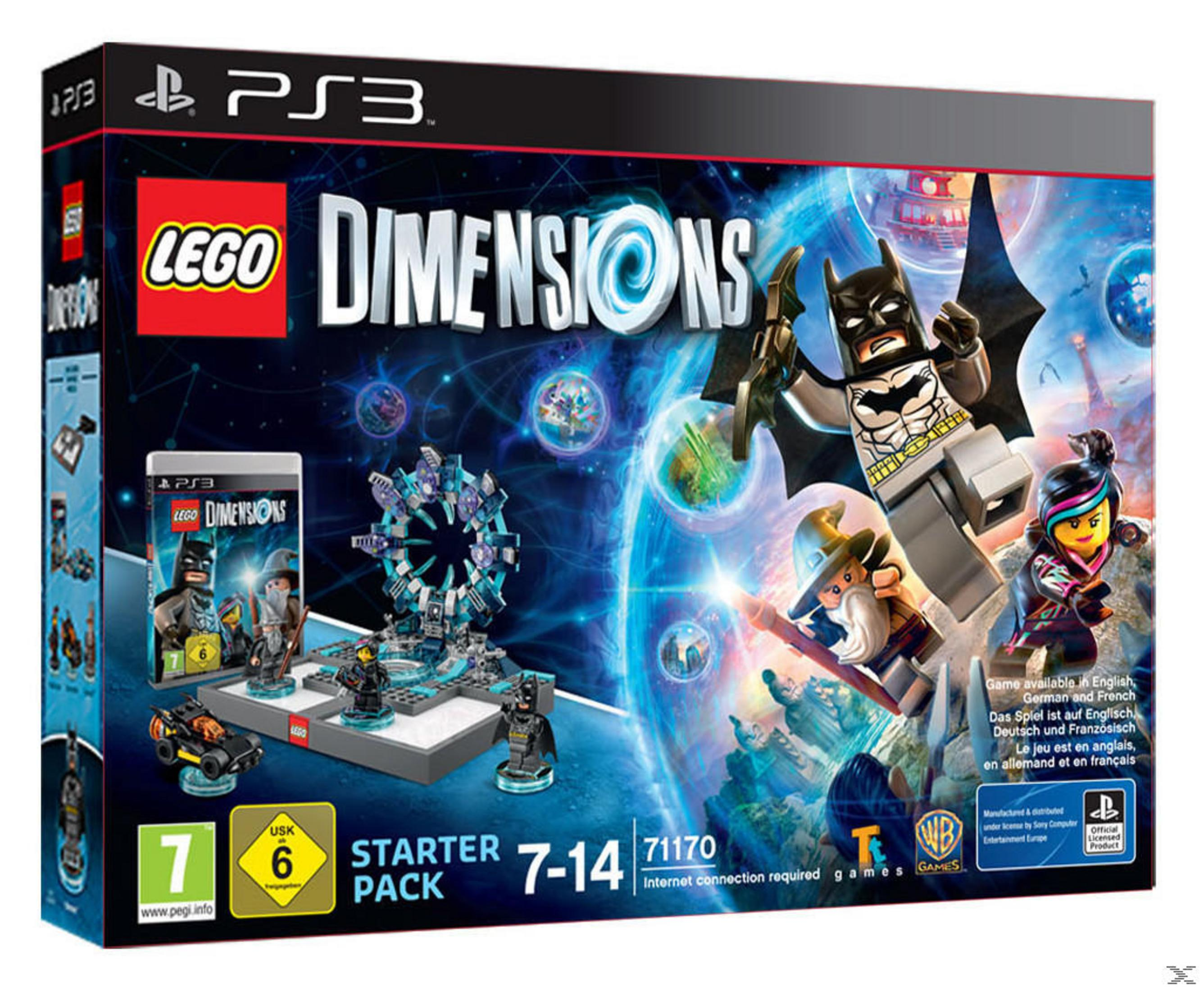 LEGO Dimensions PS3-Spielbox mit Charakteren auf blauem und schwarzem Hintergrund.
