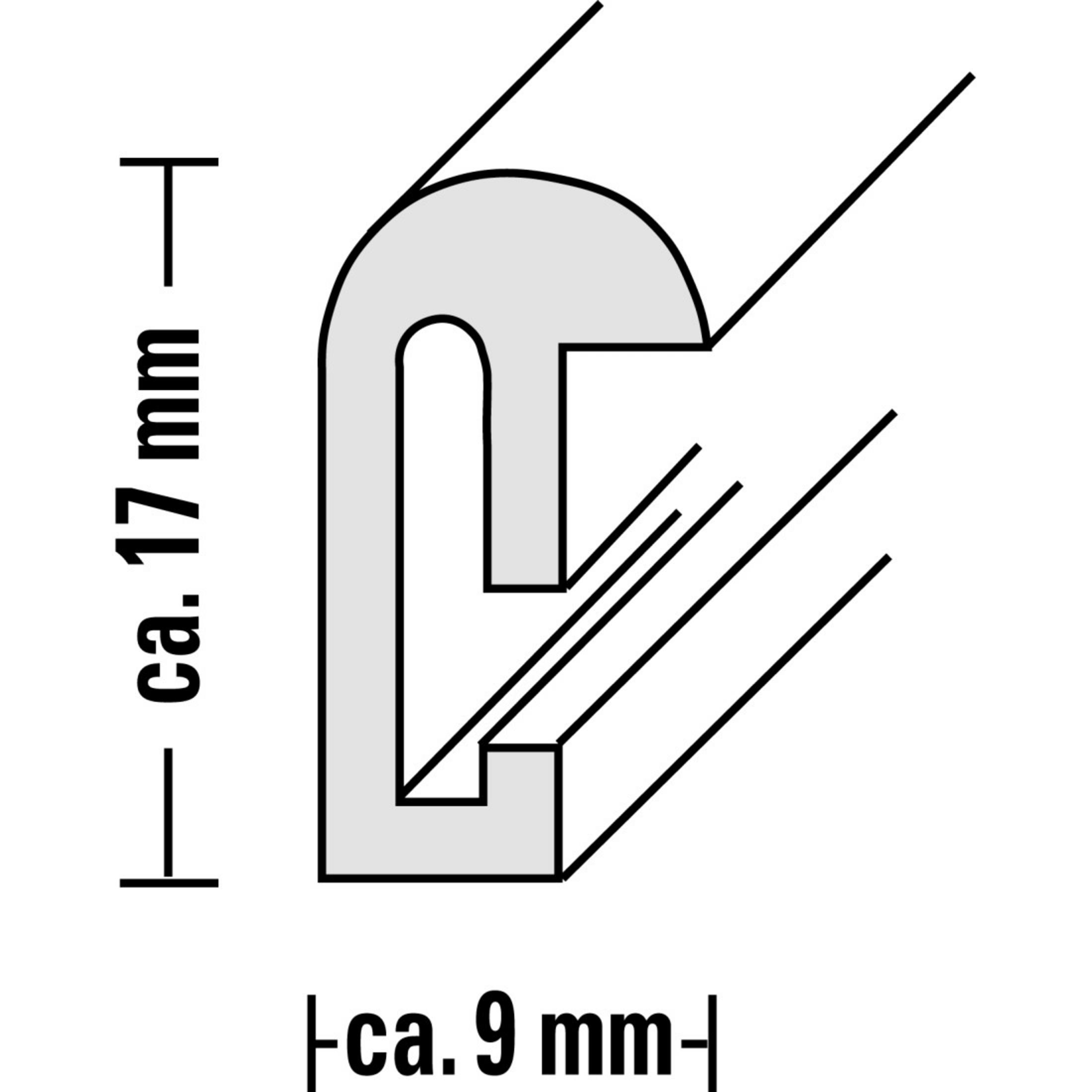 Diagramm eines U-förmigen Profils mit Maßen. Graues Profil mit schwarzen Umrissen.