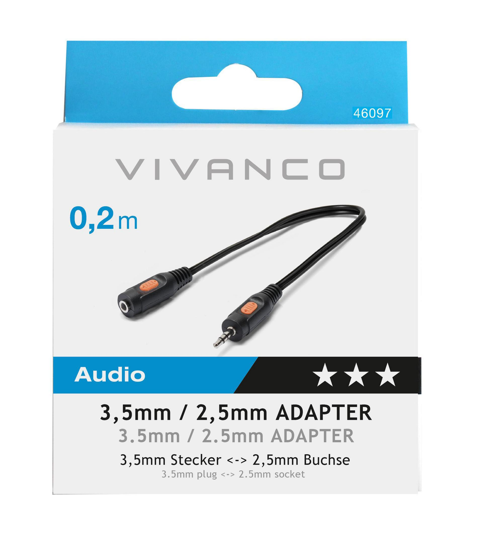 VIVANCO 46097, Klinken 0,2 m Adapter