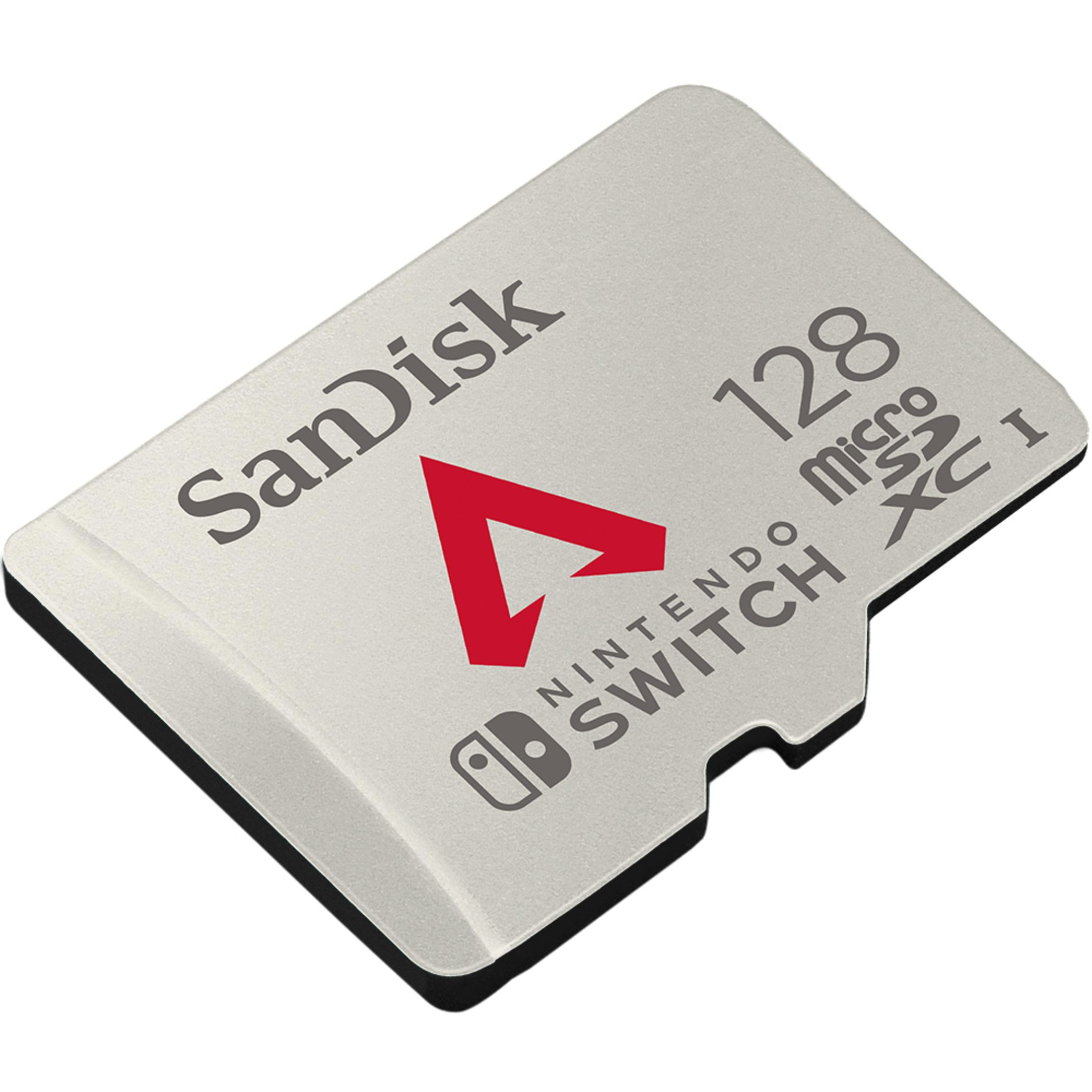 Una tarjeta microSD SanDisk para Nintendo Switch, con el logotipo visible.