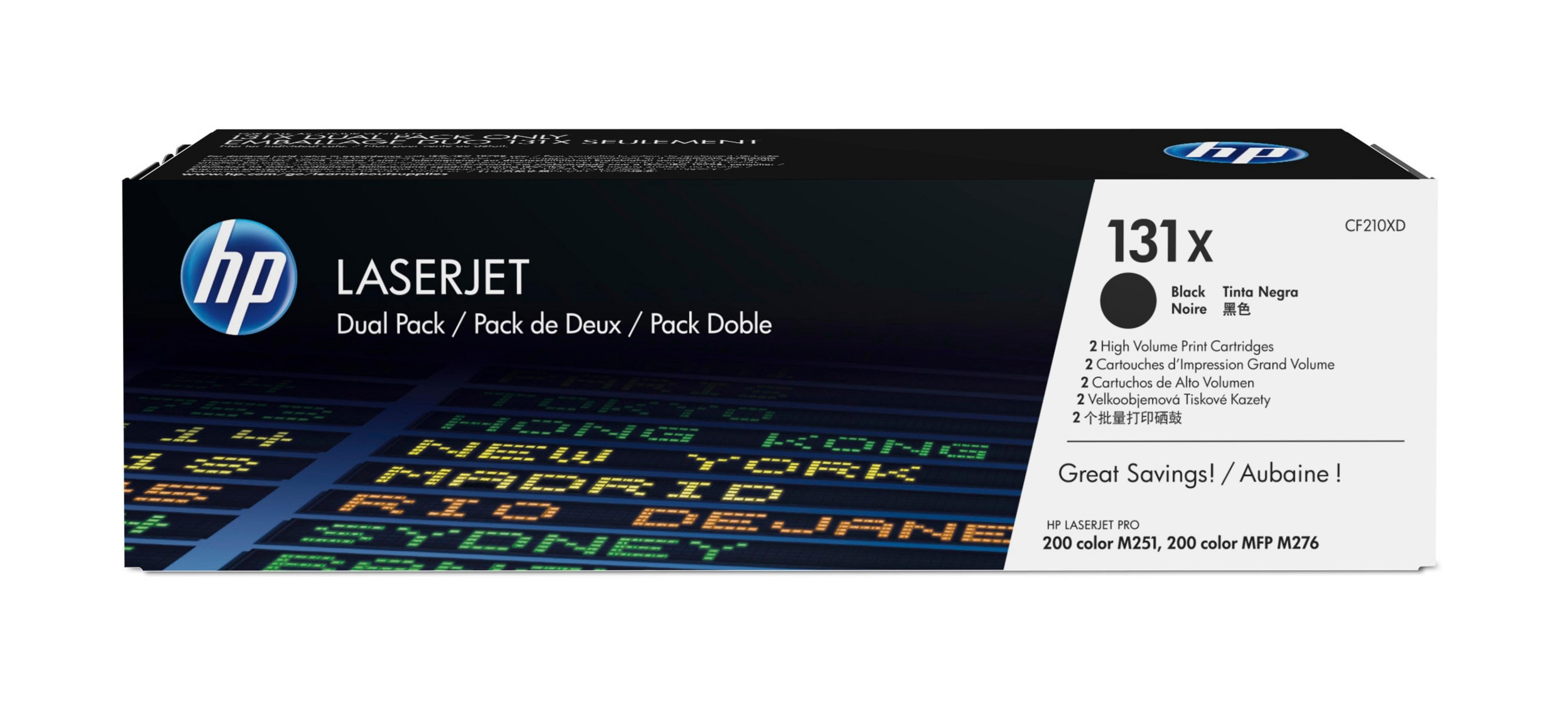 HP LaserJet-Druckerpatronenbox mit Text und Grafiken auf weißem Hintergrund.
