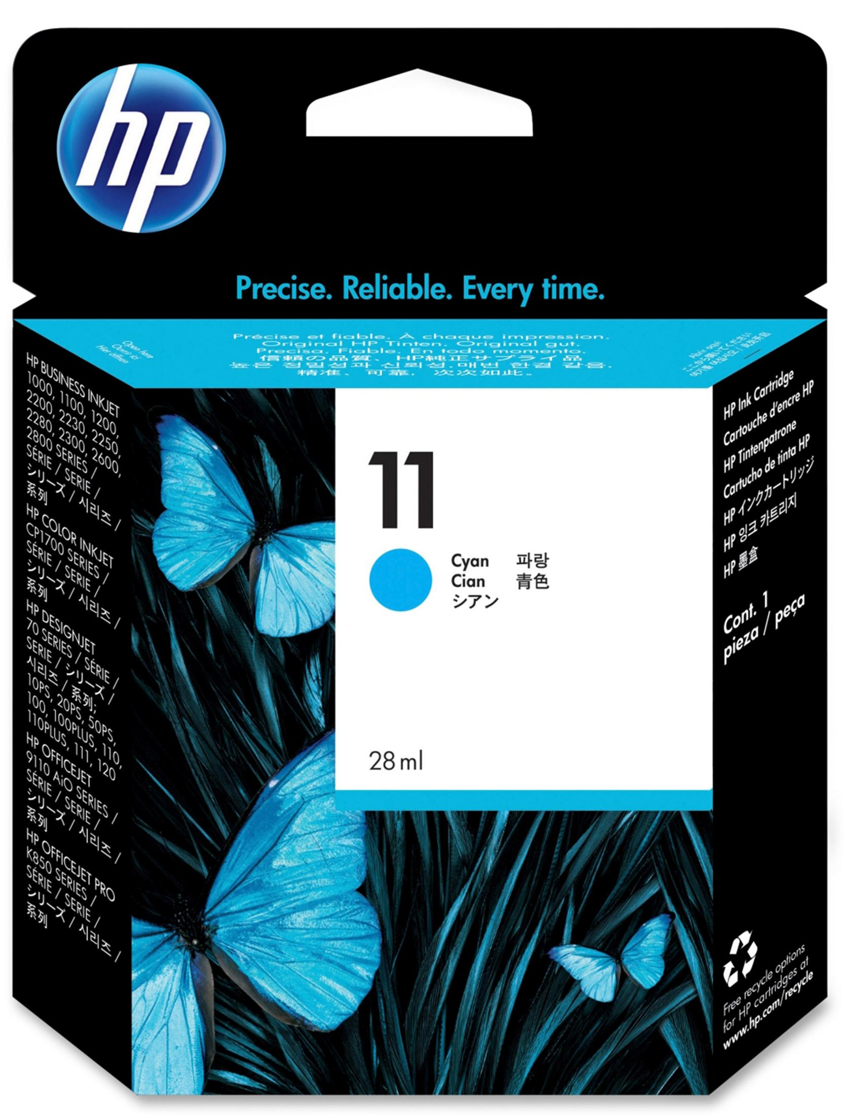 HP Tintenpatronenbox. Cyan, mit Schmetterlingen. Enthält 28 ml Tinte.