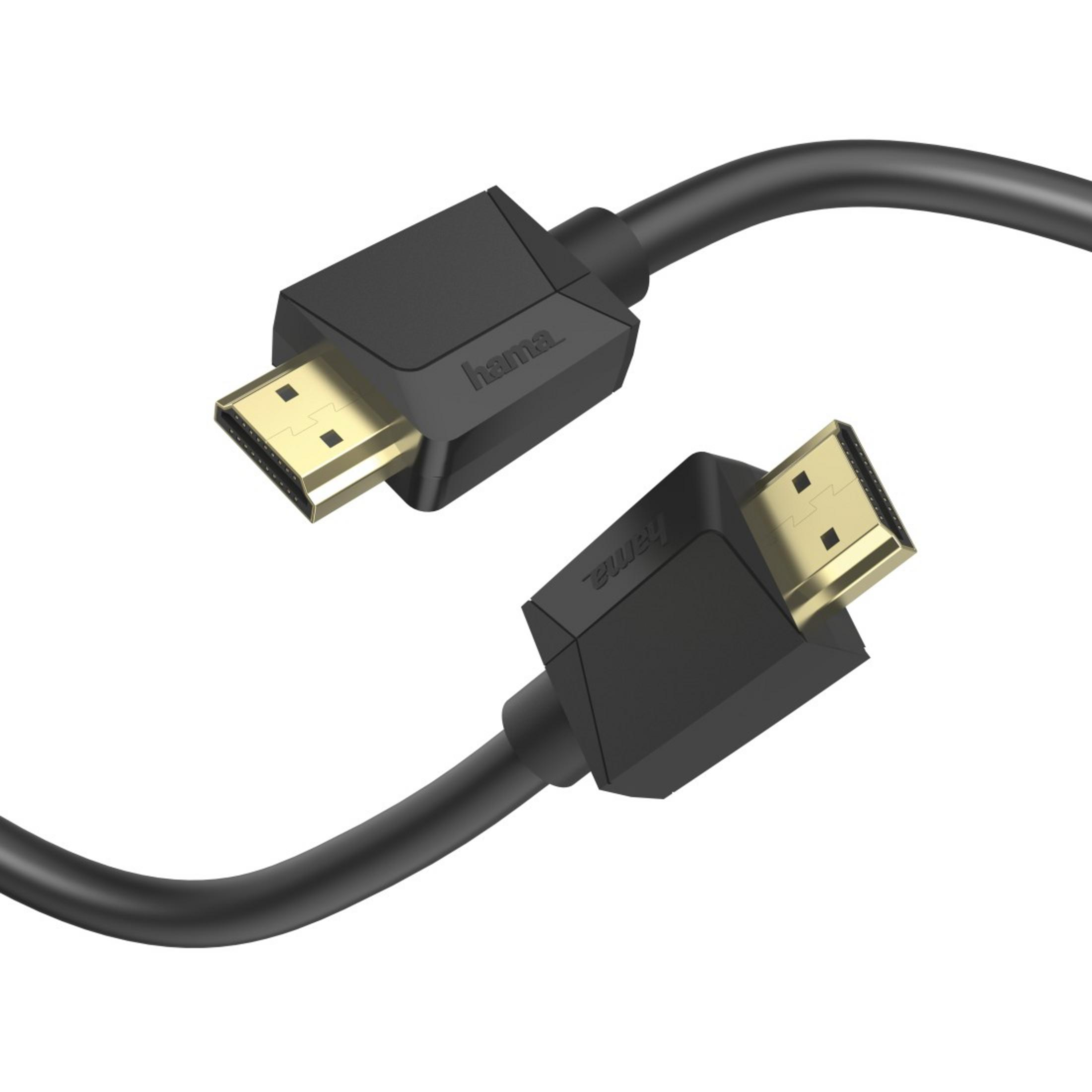 Dwa czarne kable HDMI ze złotymi złączami, na białym tle.