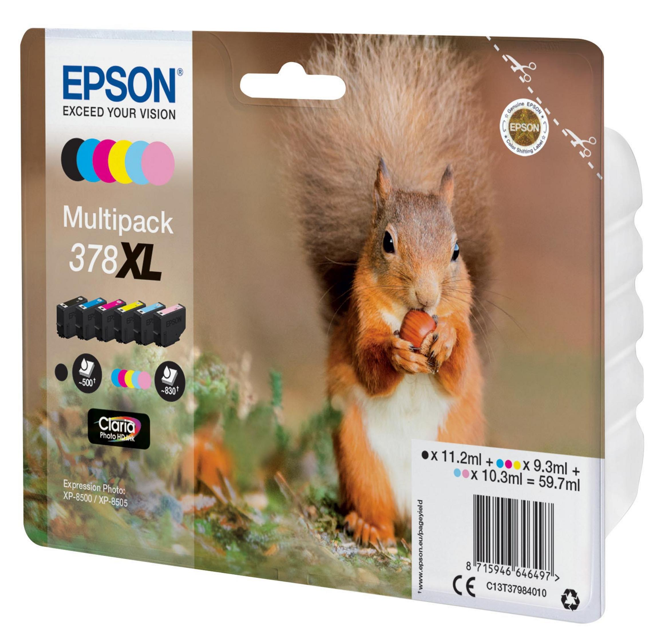 Multipack di cartucce d'inchiostro Epson con scoiattolo e cartucce.