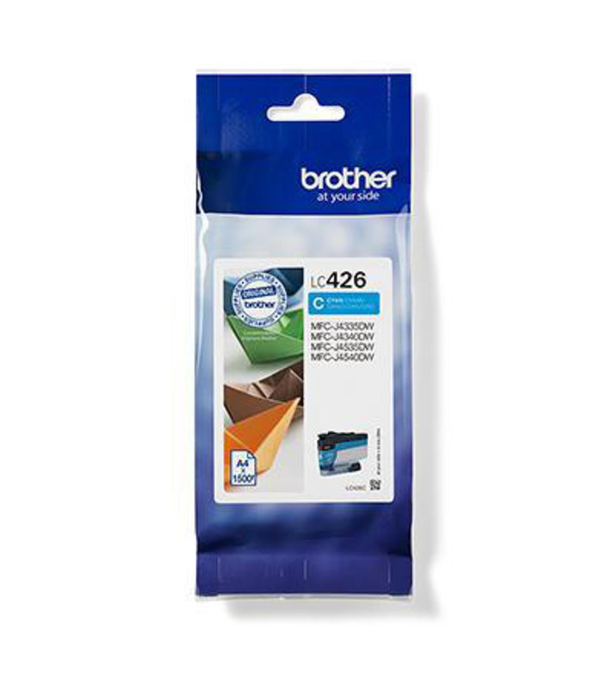 Opakowanie wkładu atramentowego Brother, zapieczętowane. Kolory niebieski i biały.