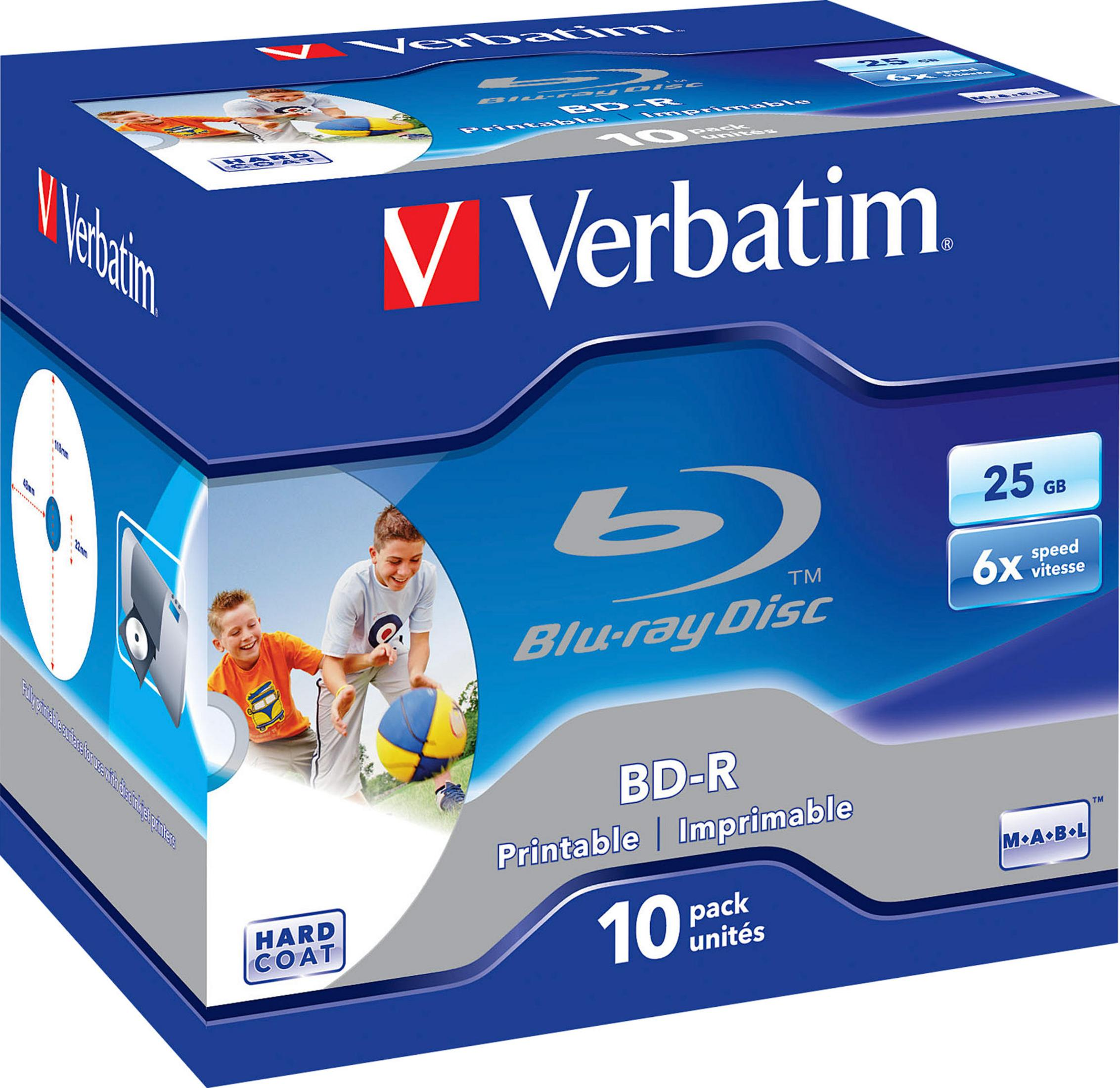 VERBATIM 43713 BD-R 10ER JC Rohling 25GB SINGLE 6X