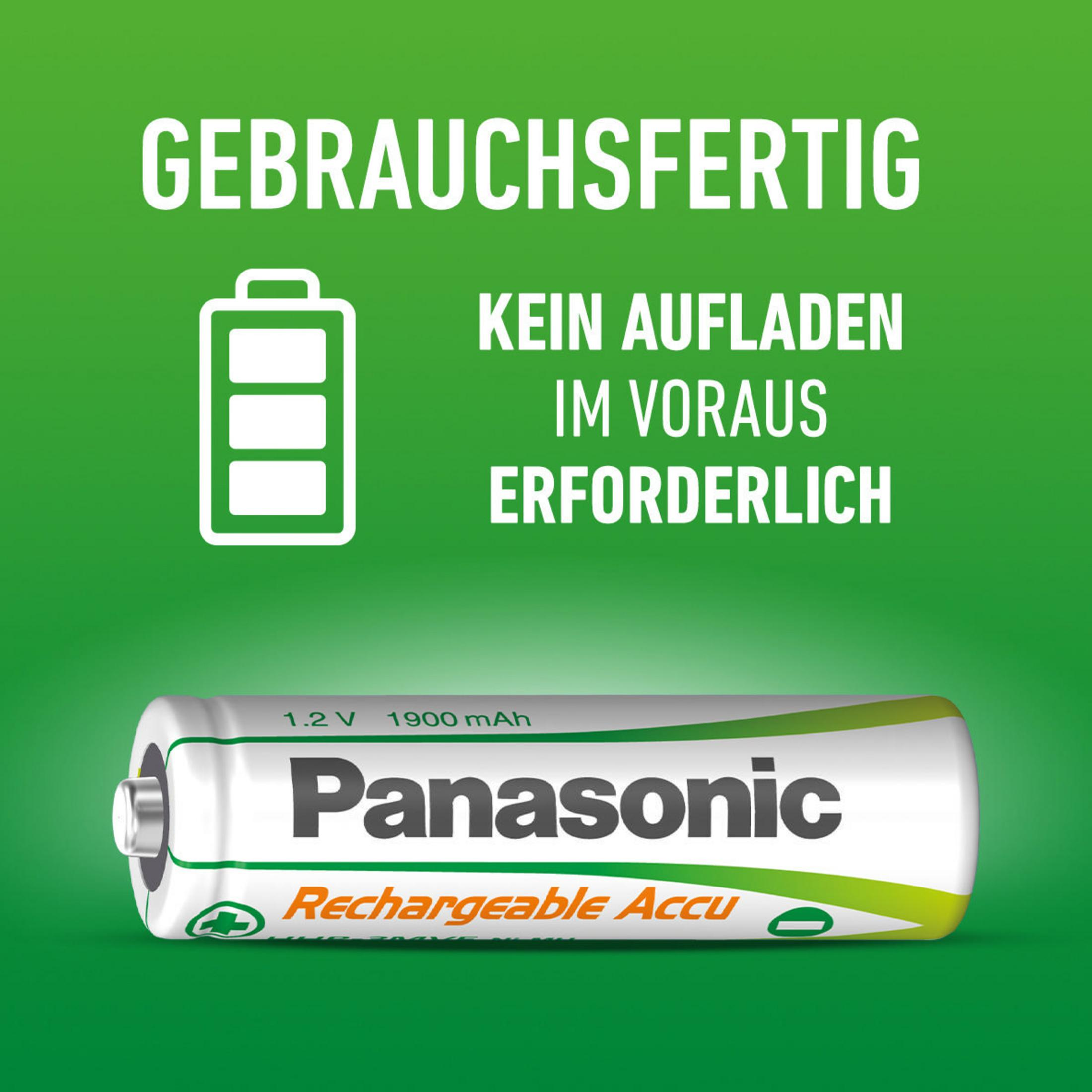 Akumulator Panasonic. Ma na nim napisy "Rechargeable Accu" i "1.2V 1900 mAh".