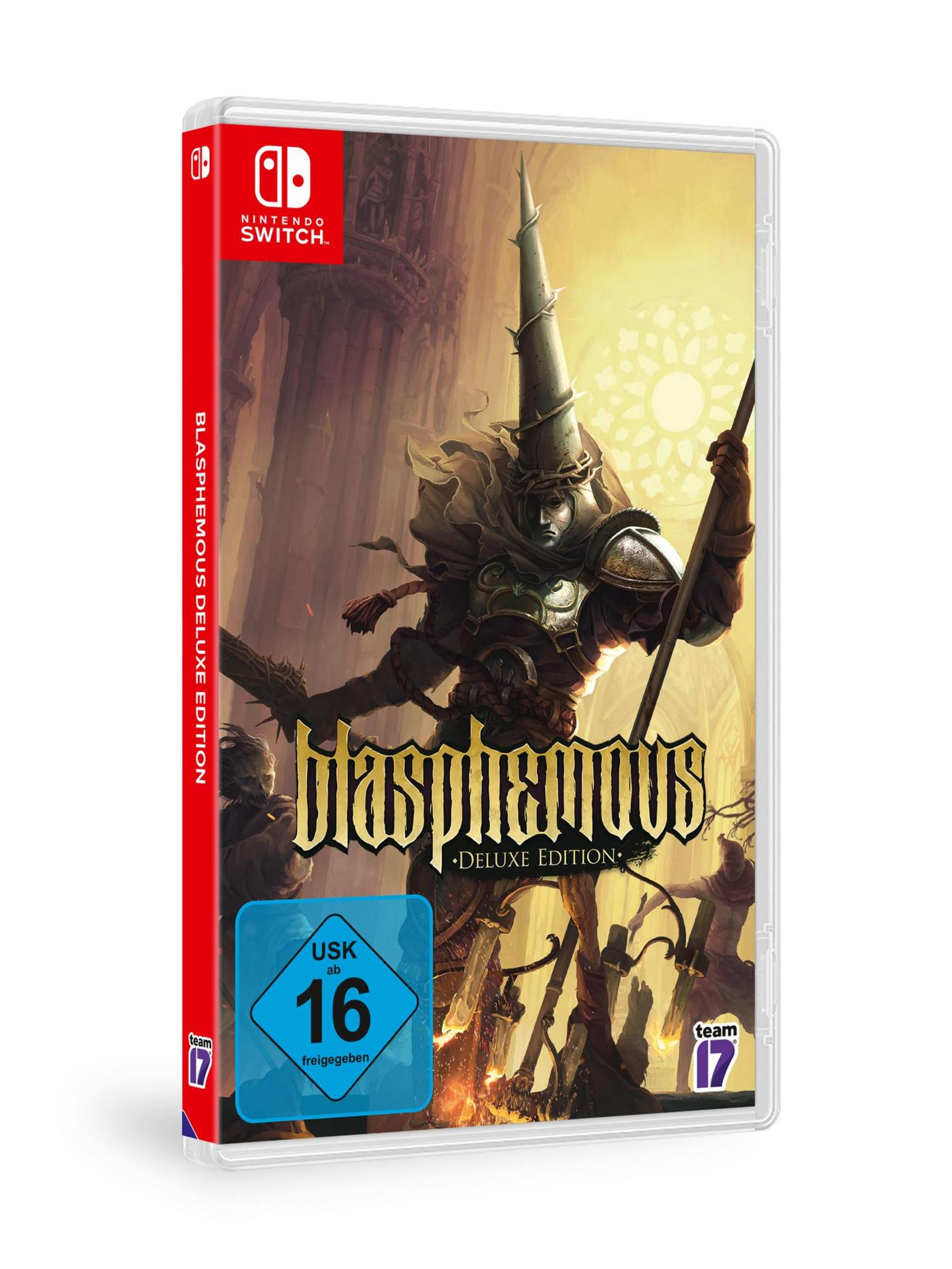 Custodia Nintendo Switch per il gioco Blasphemous Deluxe Edition.