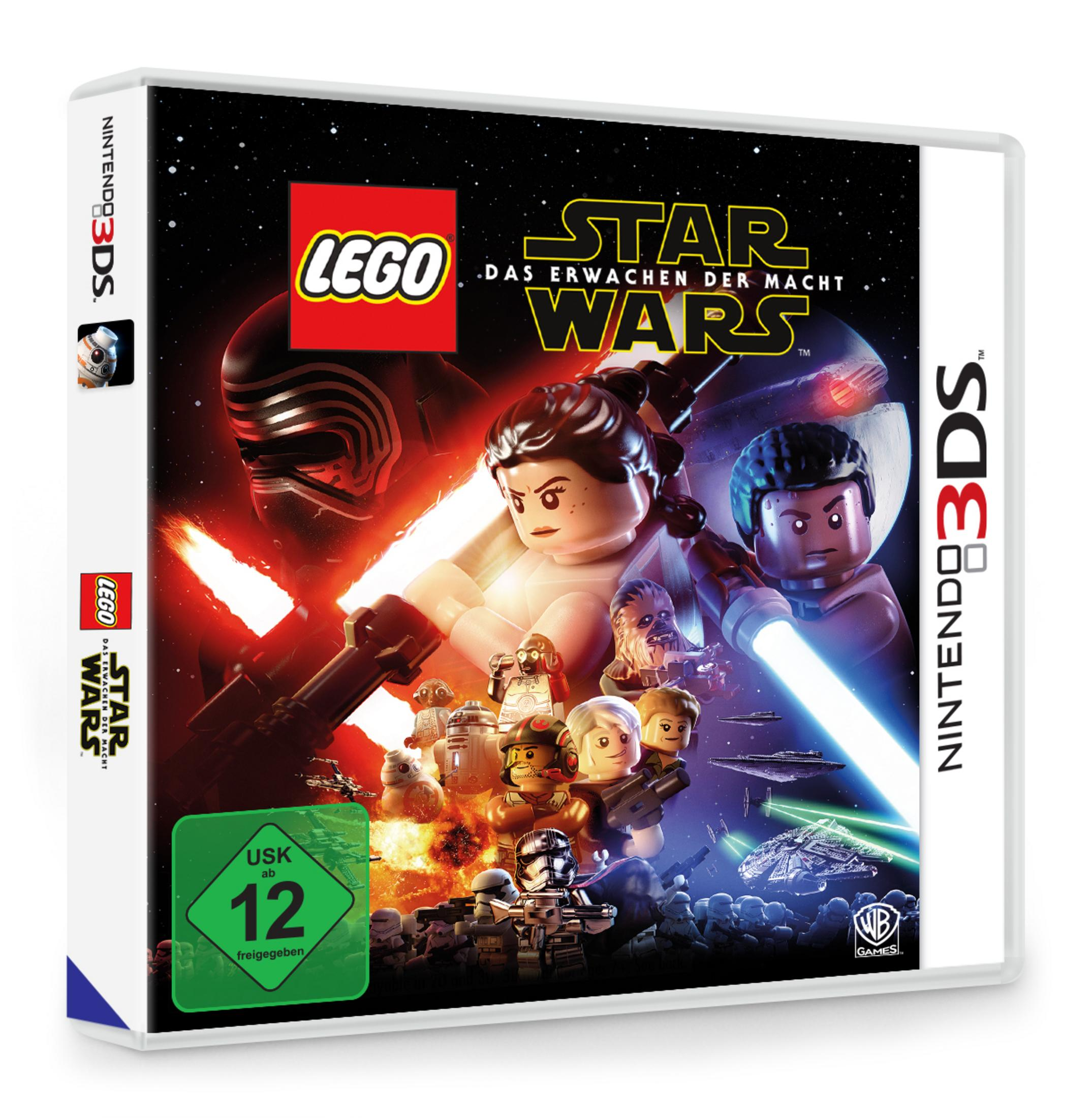 Etui do gry Lego Star Wars: Przebudzenie Mocy na Nintendo 3DS z postaciami.