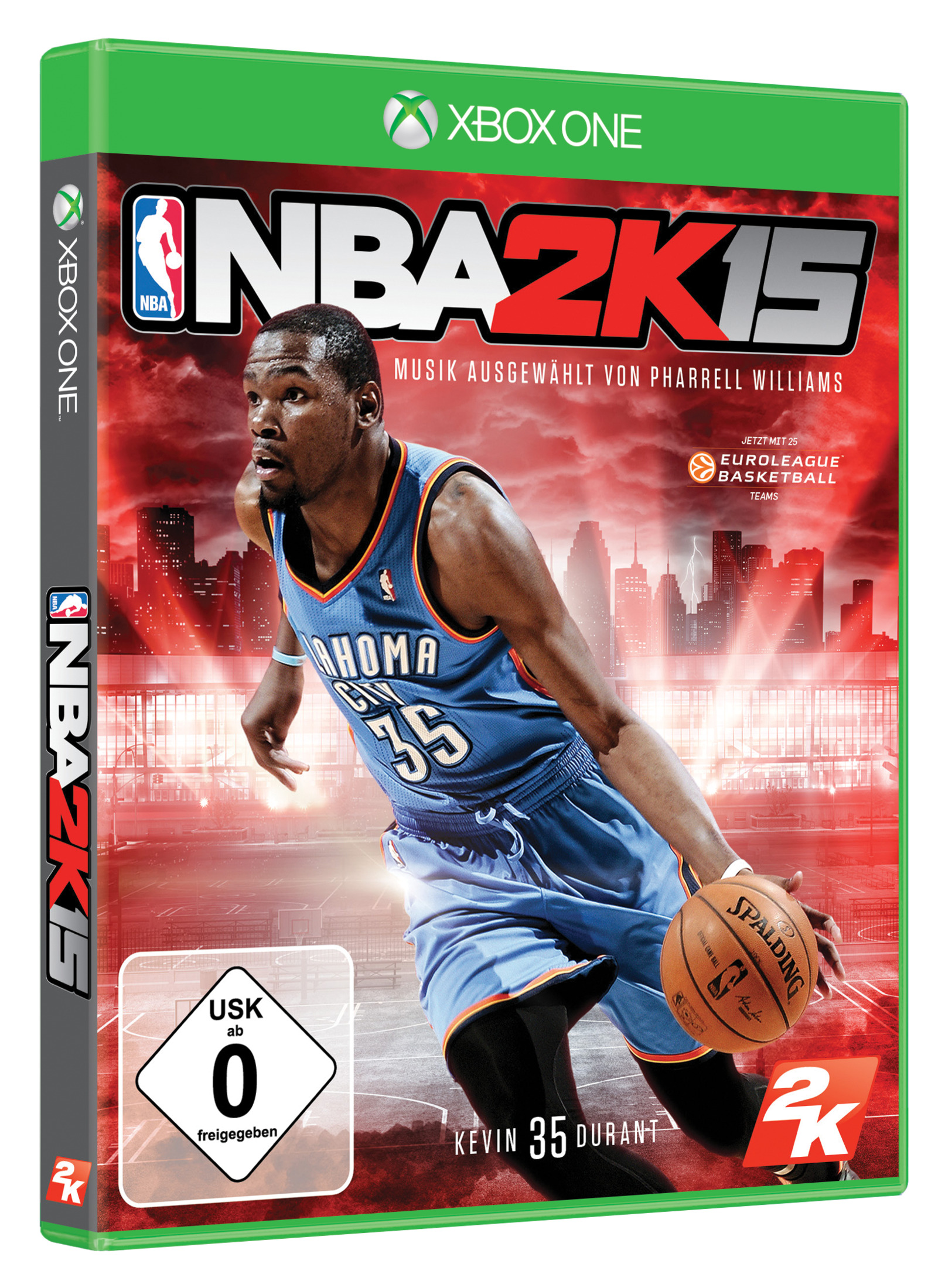 Xbox One Spielverpackung, NBA 2K15, mit Kevin Durant in blauem Trikot.