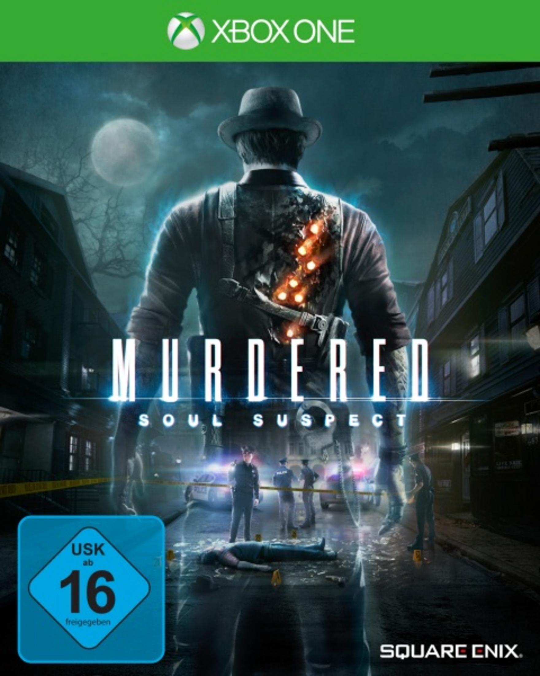 Spielbox. Die Vorderseite zeigt einen Mann mit Hut, Titel 'Murdered: Soul Suspect'.