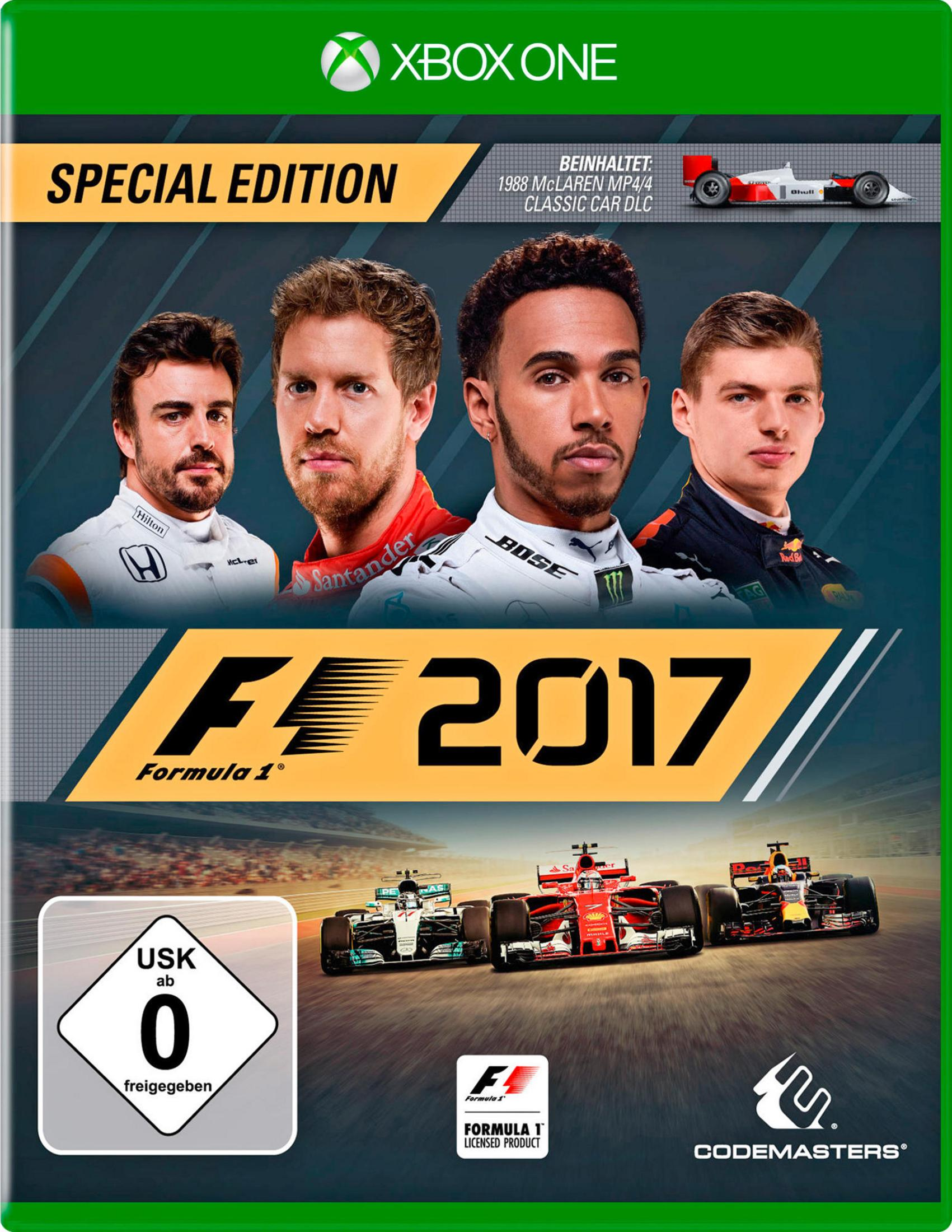 F1 2017 Special Edition Spielbox. Enthält F1-Fahrer und Rennwagen.