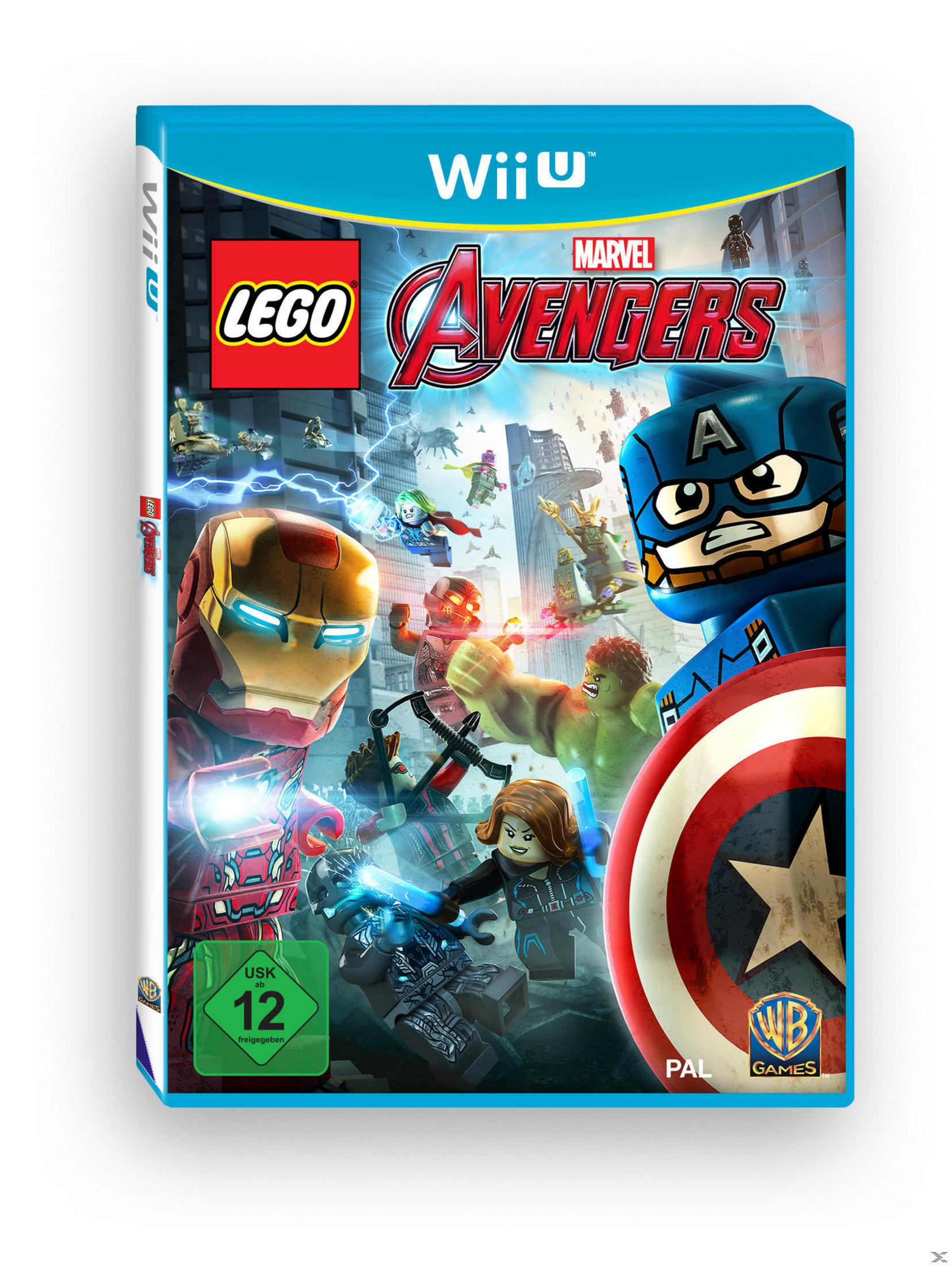 Wii U-Spielhülle für Lego Marvel Avengers. Mit Iron Man, Captain America und anderen Lego-Charakteren.