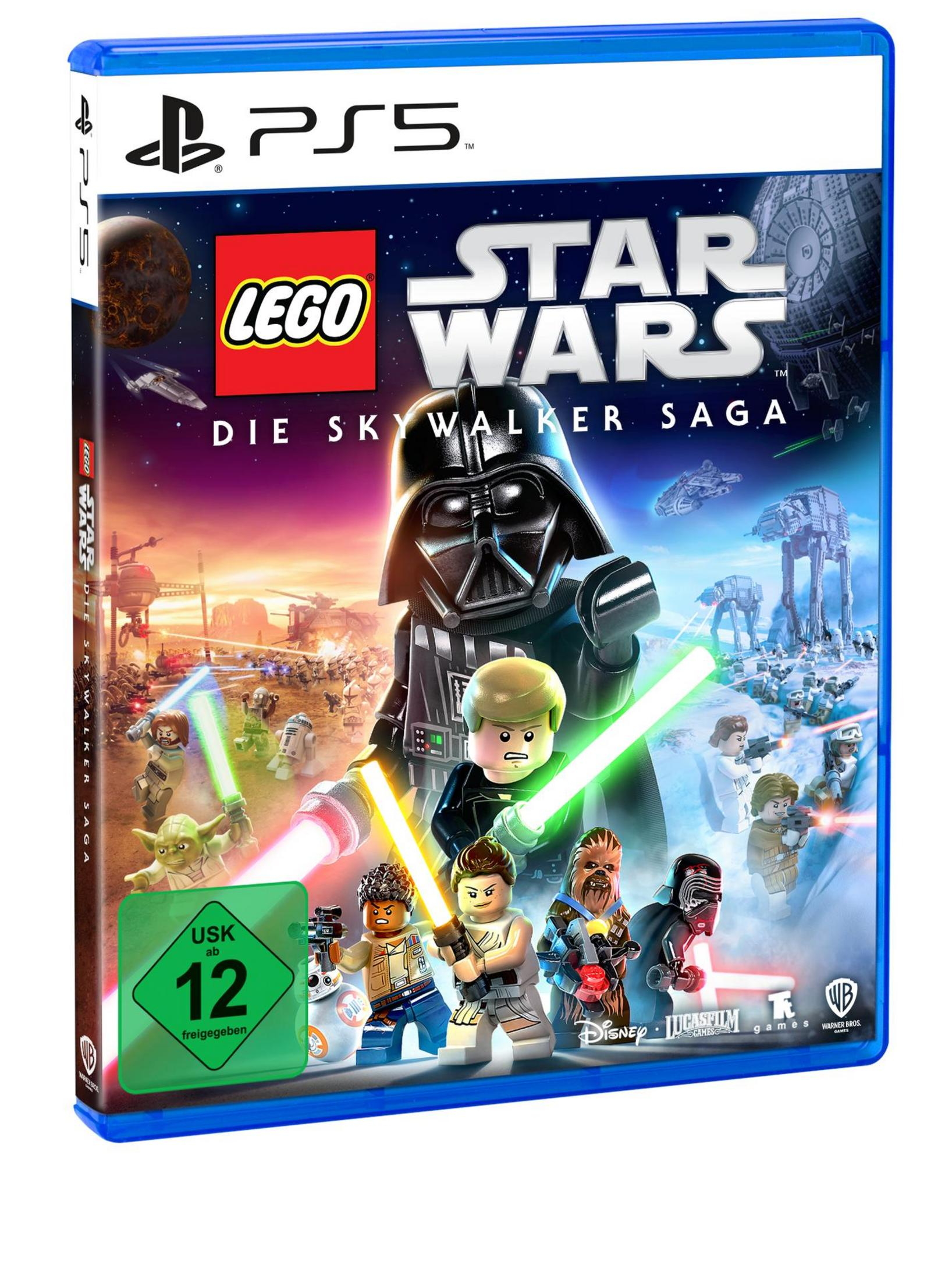 Custodia del gioco Lego Star Wars: The Skywalker Saga, con personaggi e Darth Vader.