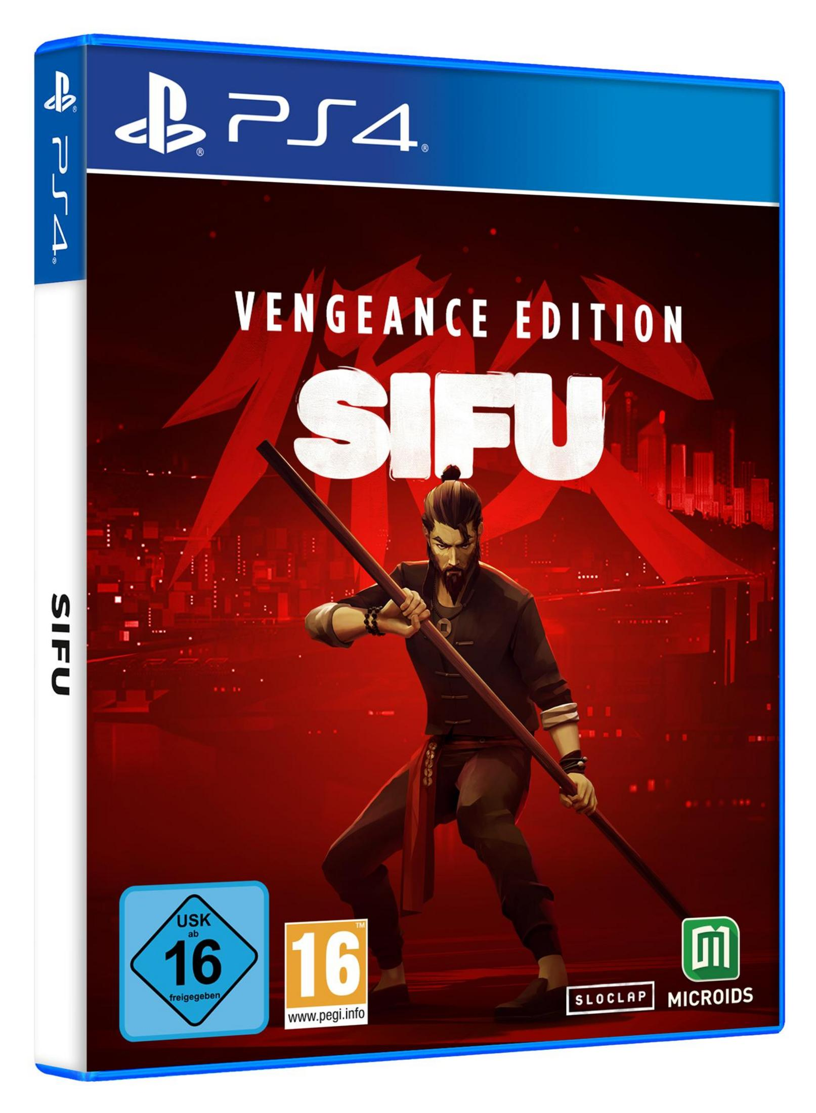 PS4-Spielbox für Sifu: Vengeance Edition. Das Cover zeigt einen Kampfkünstler mit Stab.