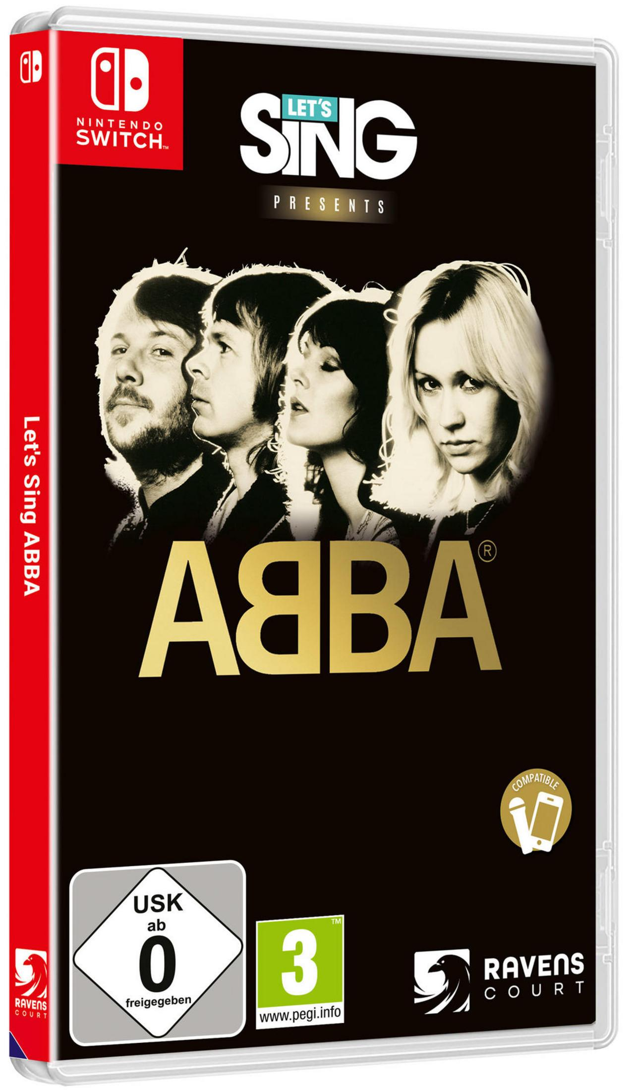 Scatola del gioco Let's Sing ABBA per Nintendo Switch con membri.