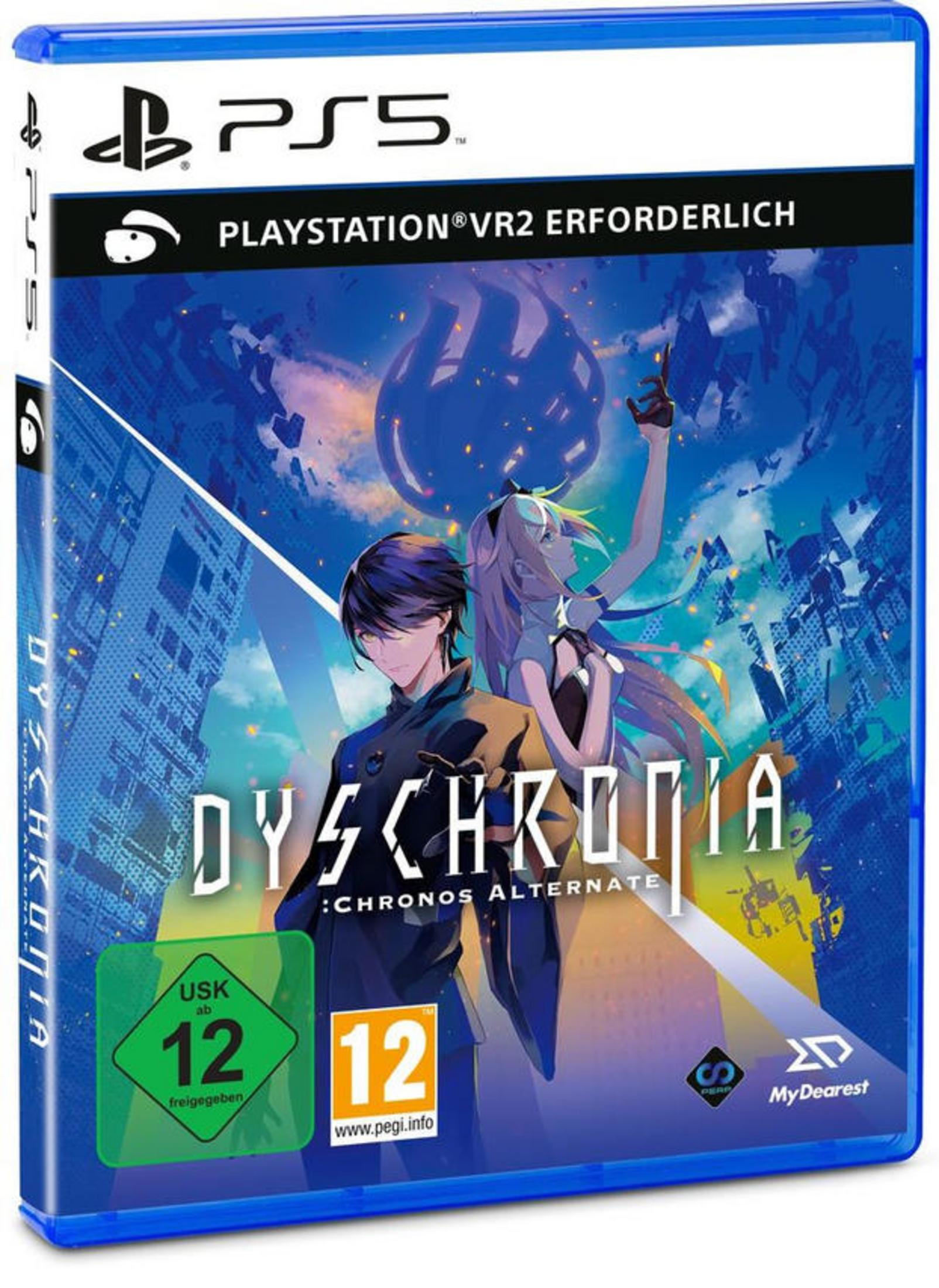 PS5-Spielbox: Dyschronia: Chronos Alternate mit Anime-Charakteren und futuristischem Design.