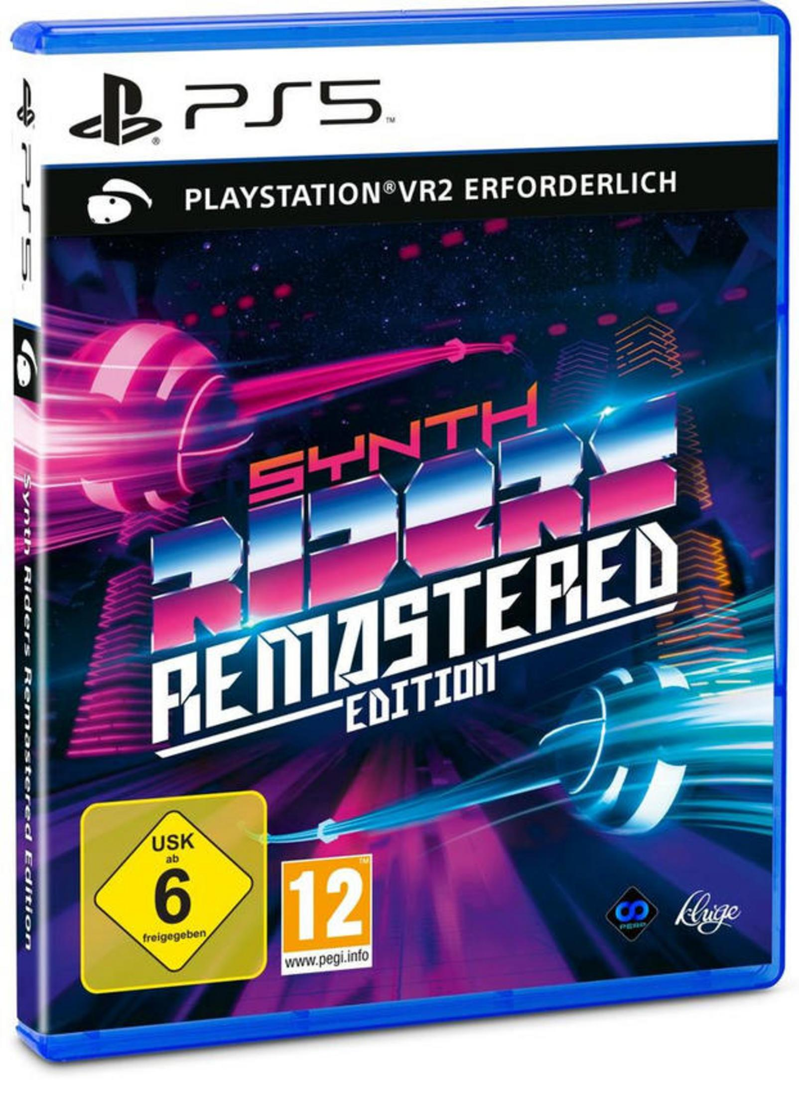 Synth Riders Remastered Edition-Spielbox, Neon-Grafik.