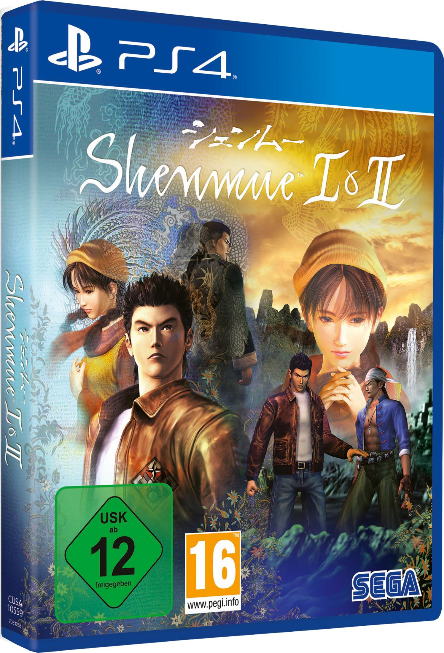 PS4-Spielhülle für Shenmue I & II. Auf dem Cover sind mehrere Charaktere abgebildet, mit einem dunklen Hintergrund.