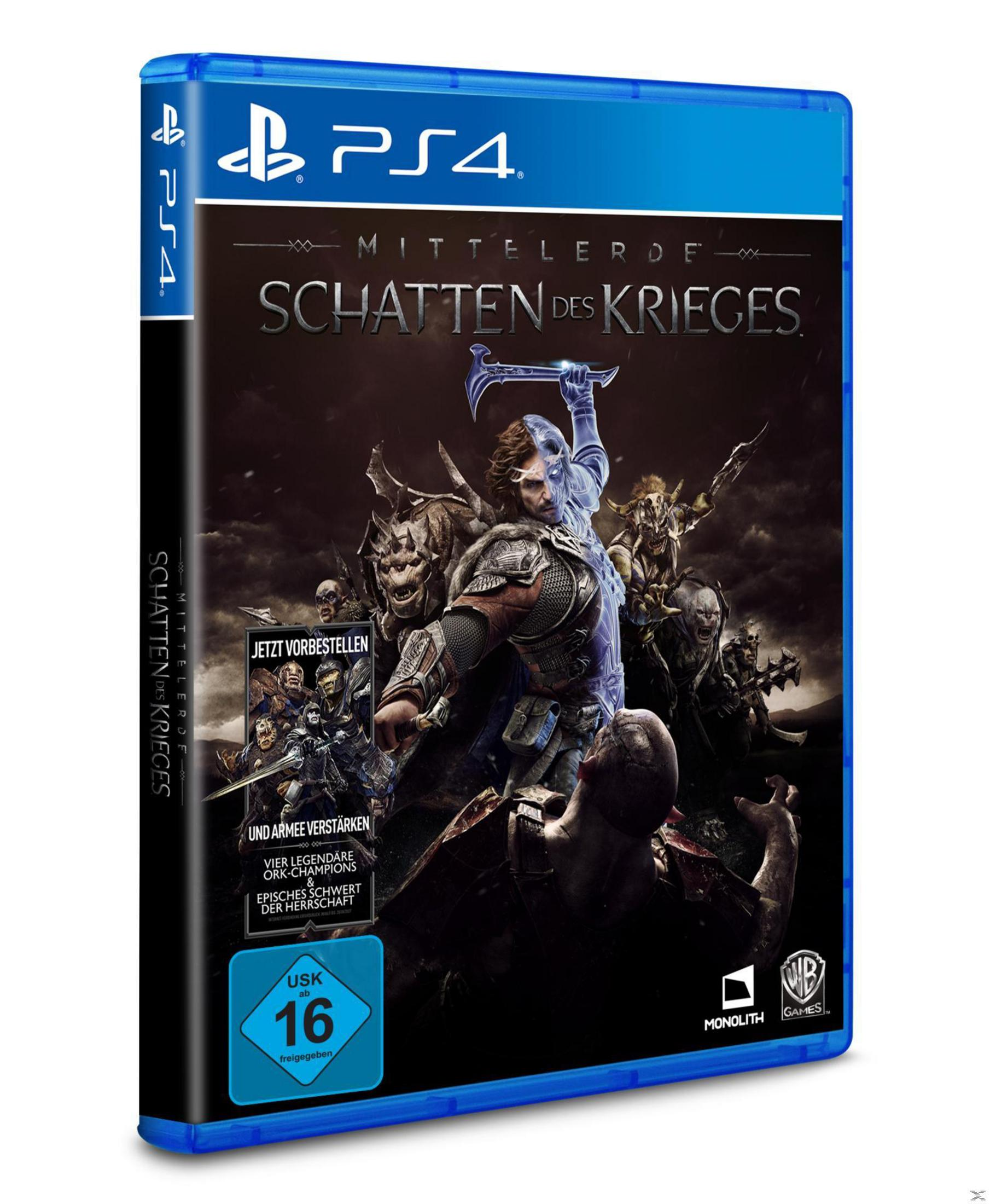 Mittelerde: Schatten des Krieges PS4-Spielhülle. Enthält eine Fantasy-Szene und Details.