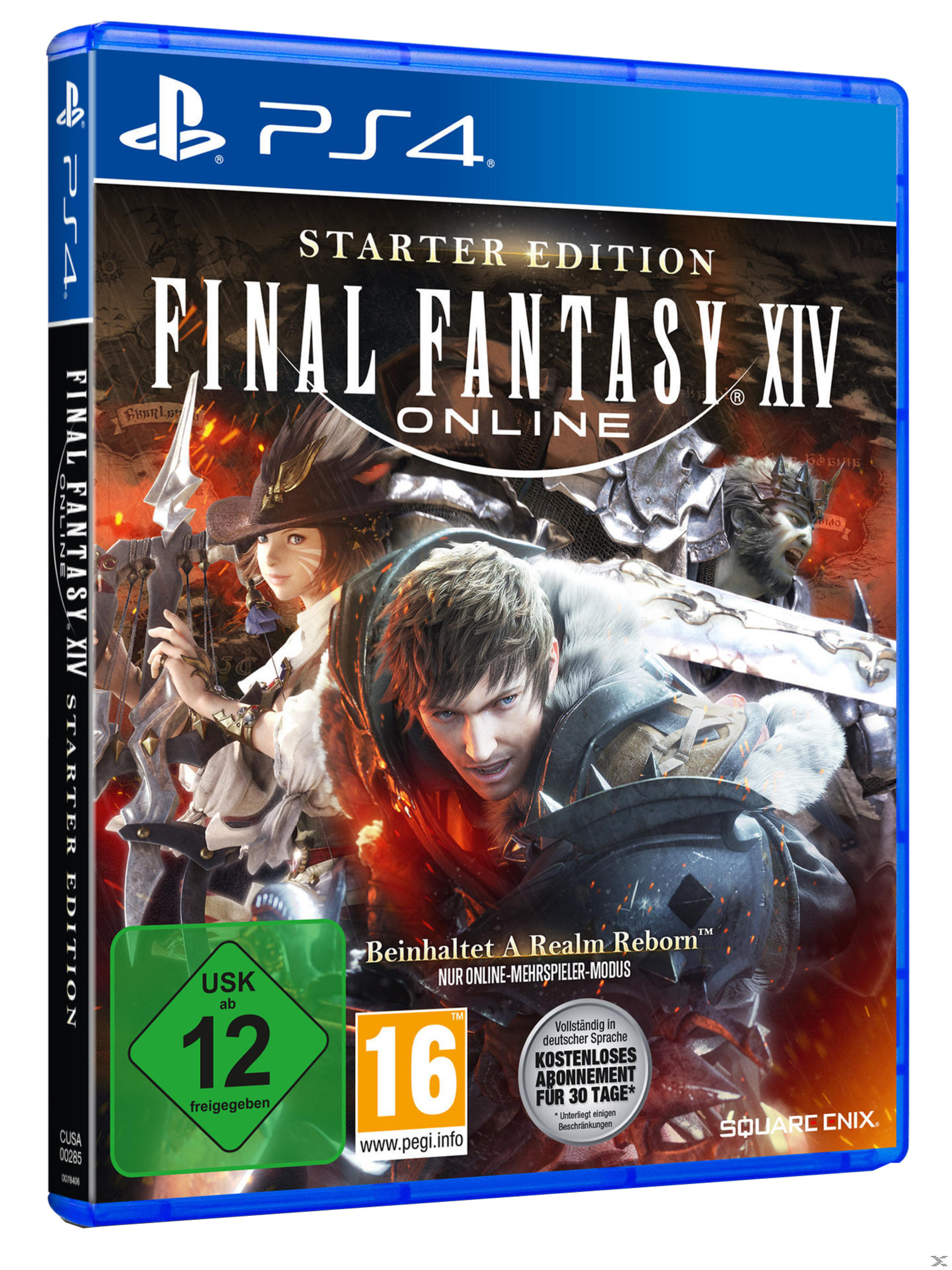 Final Fantasy XIV Spielcover für PS4. Blaue Hülle mit Charakterkunst.
