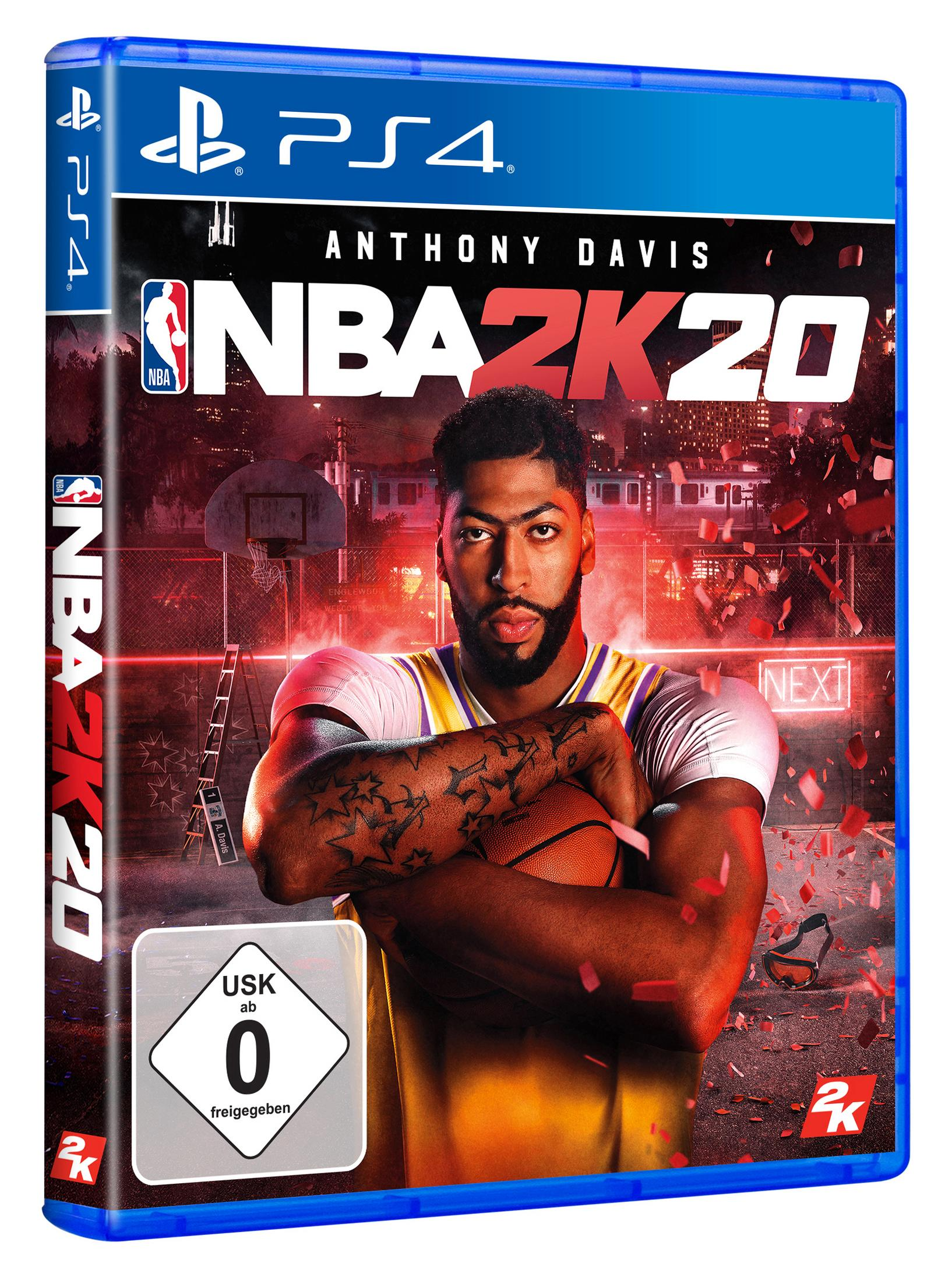 PS4-Spielhülle mit Anthony Davis auf dem Cover, NBA 2K20-Titel.