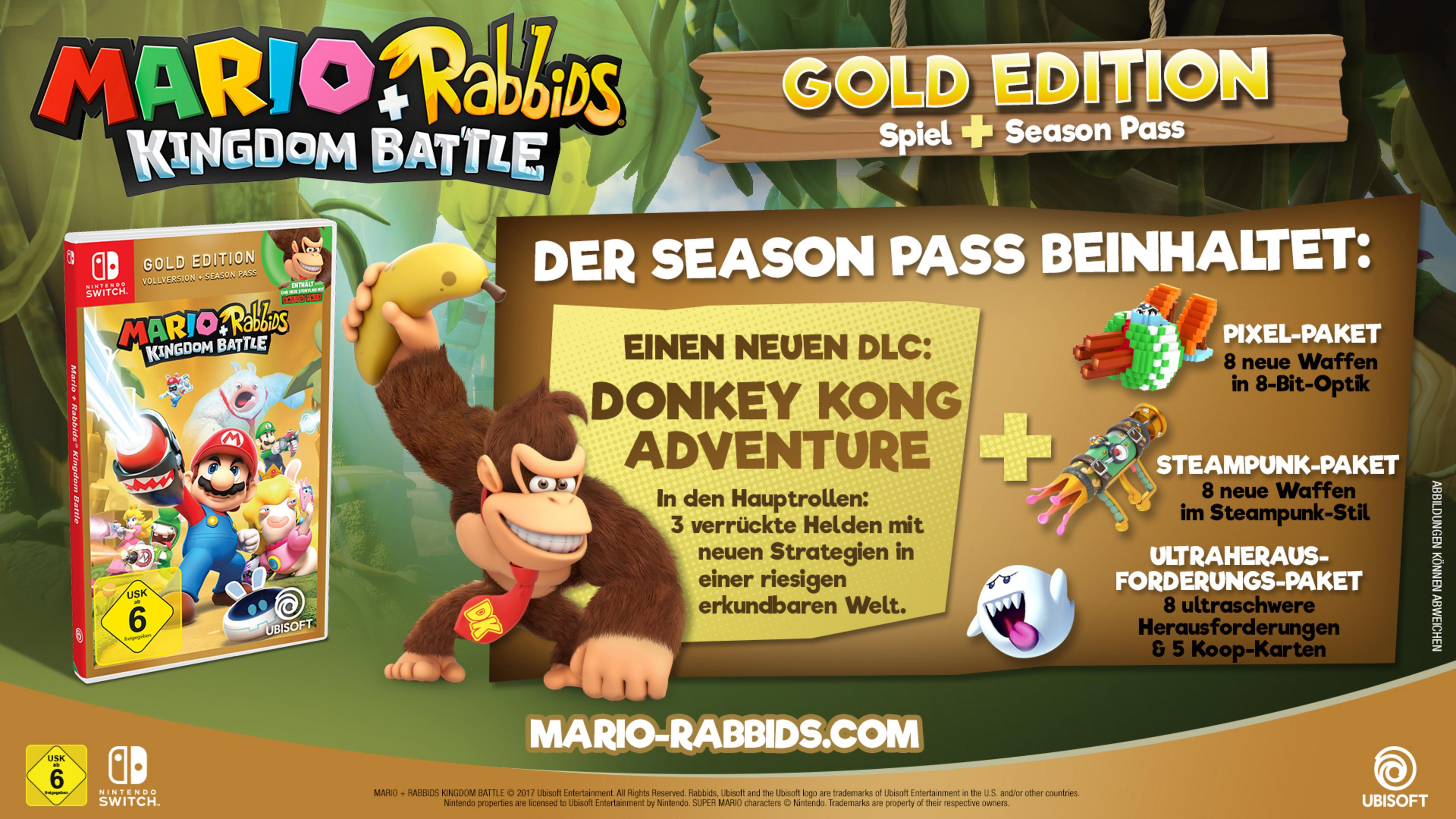 Mario + Rabbids Kingdom Battle-Spielbox mit Donkey Kong.