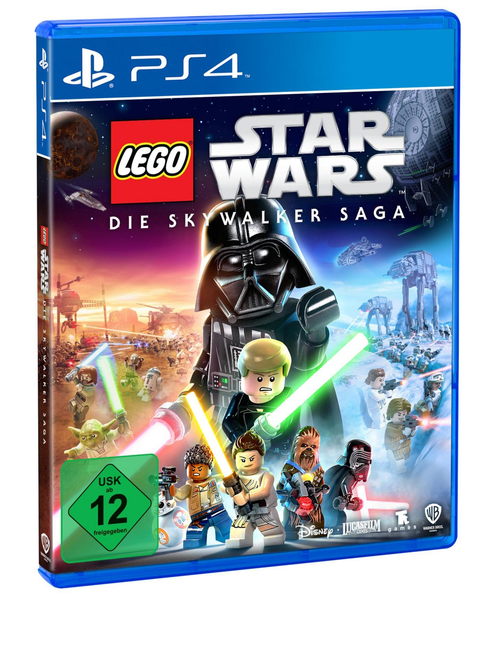 PlayStation 4 Spielbox, 'LEGO Star Wars'. Darth Vader und Charaktere auf dem Cover.