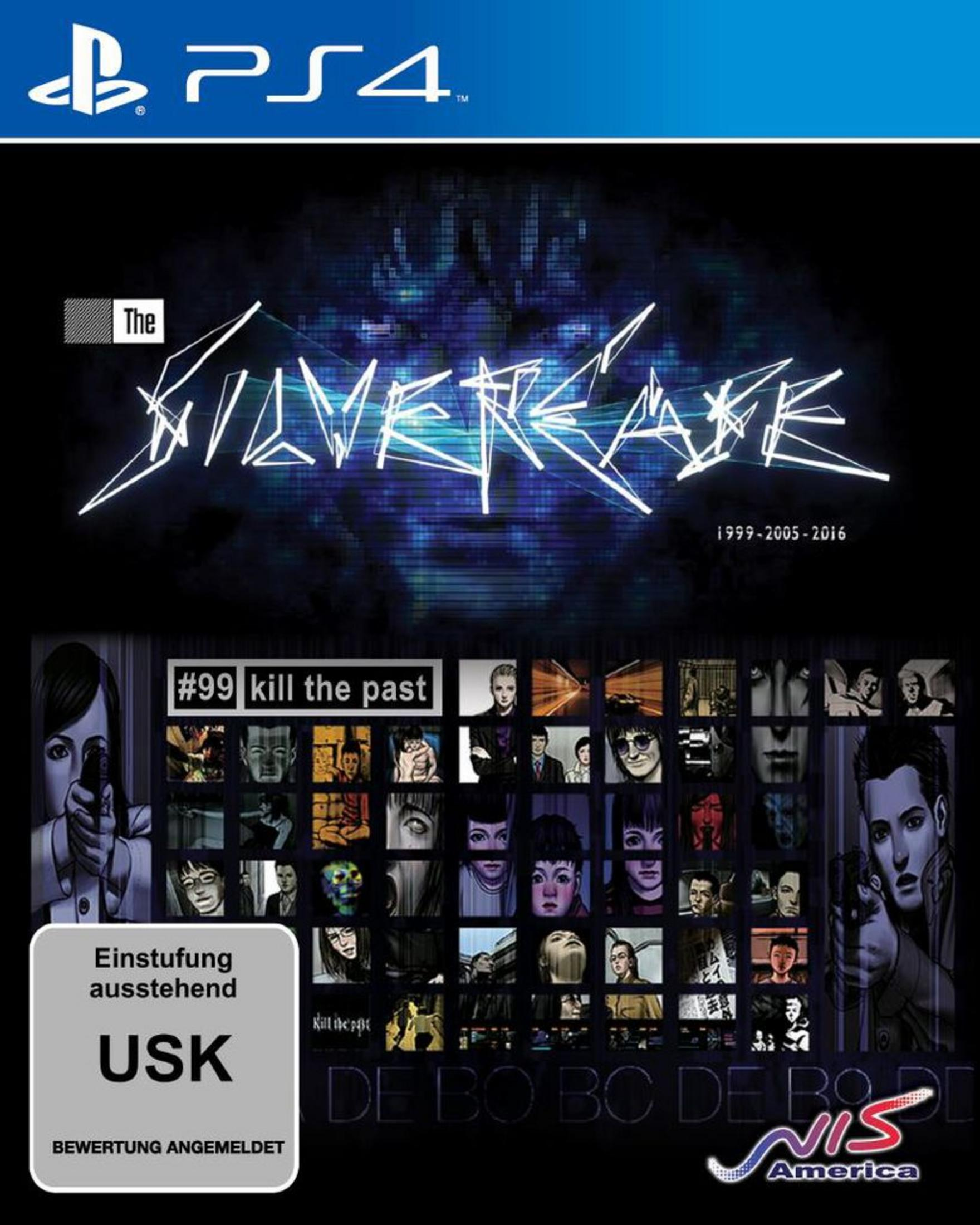 PS4-Spielcover mit neonbeleuchtetem Titel und Bildern von Personen.