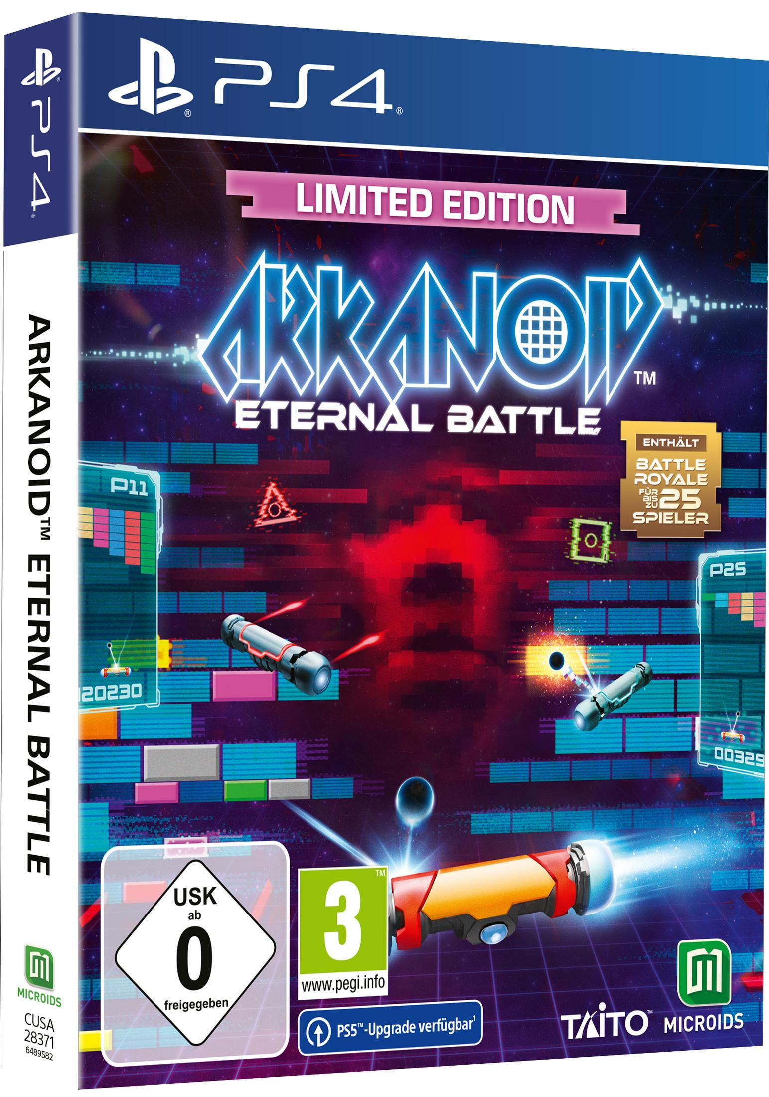 Arkanoid: Eternal Battle PS4-Spielcover, Arcade-Spielszene.