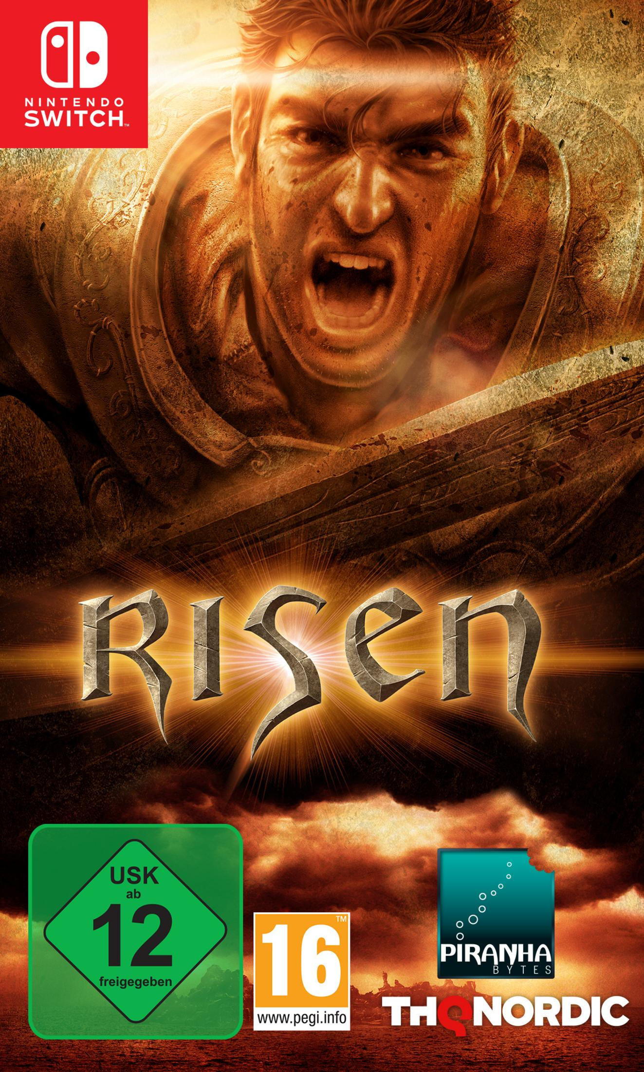 Spielbox-Art zeigt einen schreienden Mann. Das Spiel ist Risen für Nintendo Switch.