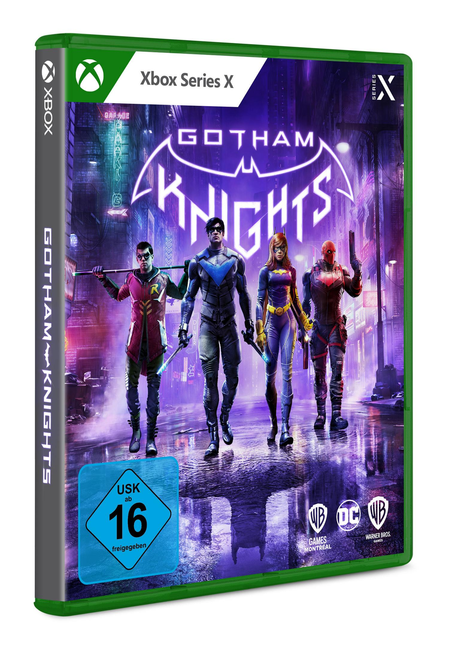 Xbox Series X Spielhülle. Vier Charaktere in einer Stadt. Spieltitel oben.