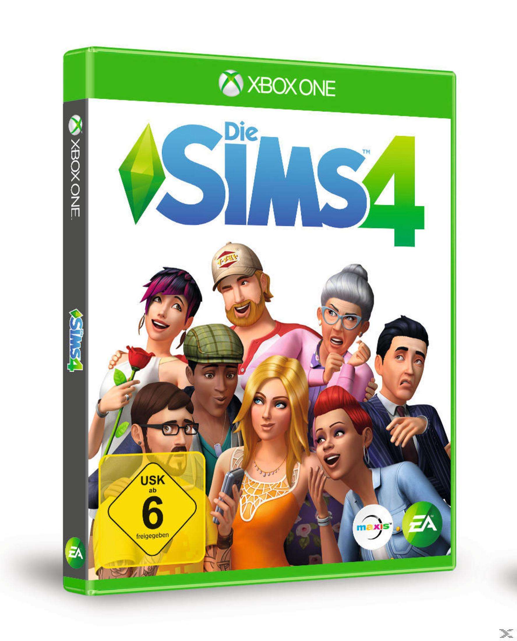 Die Sims 4-Spielbox für Xbox One. Enthält eine Gruppe von cartoonartigen Personen auf weißem Hintergrund.