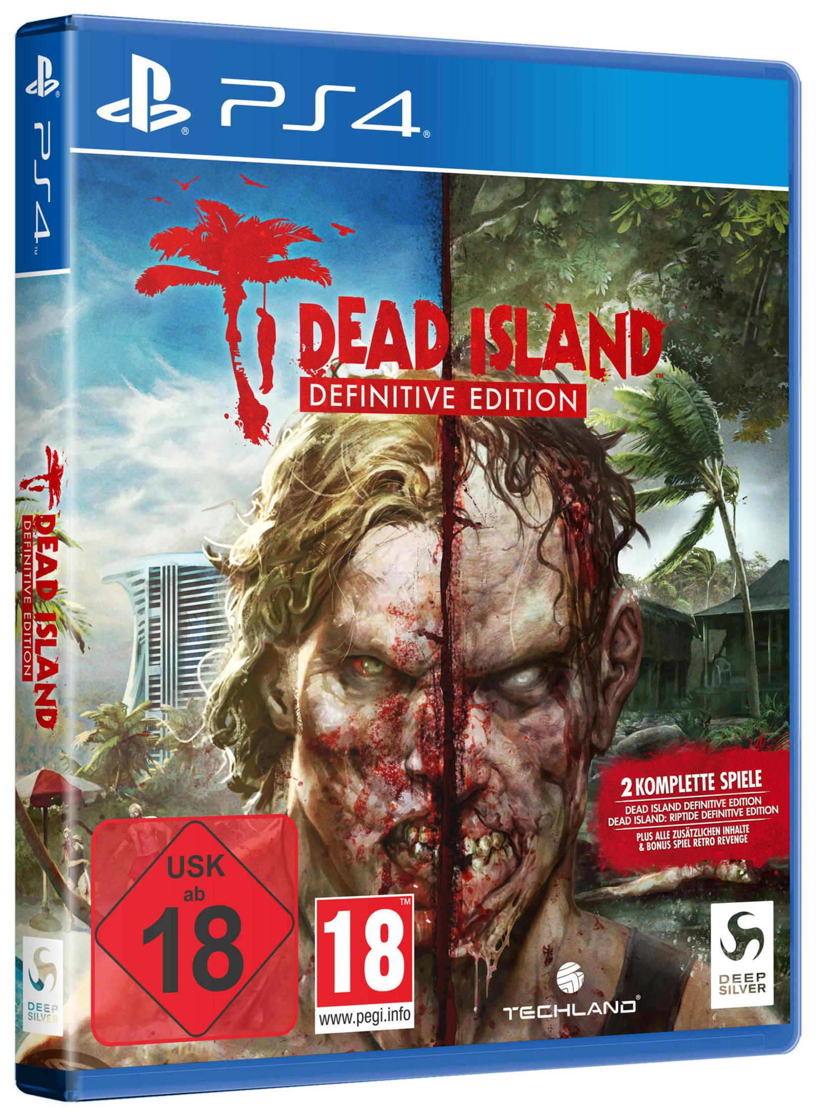Jaquette du jeu Dead Island Definitive Edition PS4. Visage de zombie divisé.