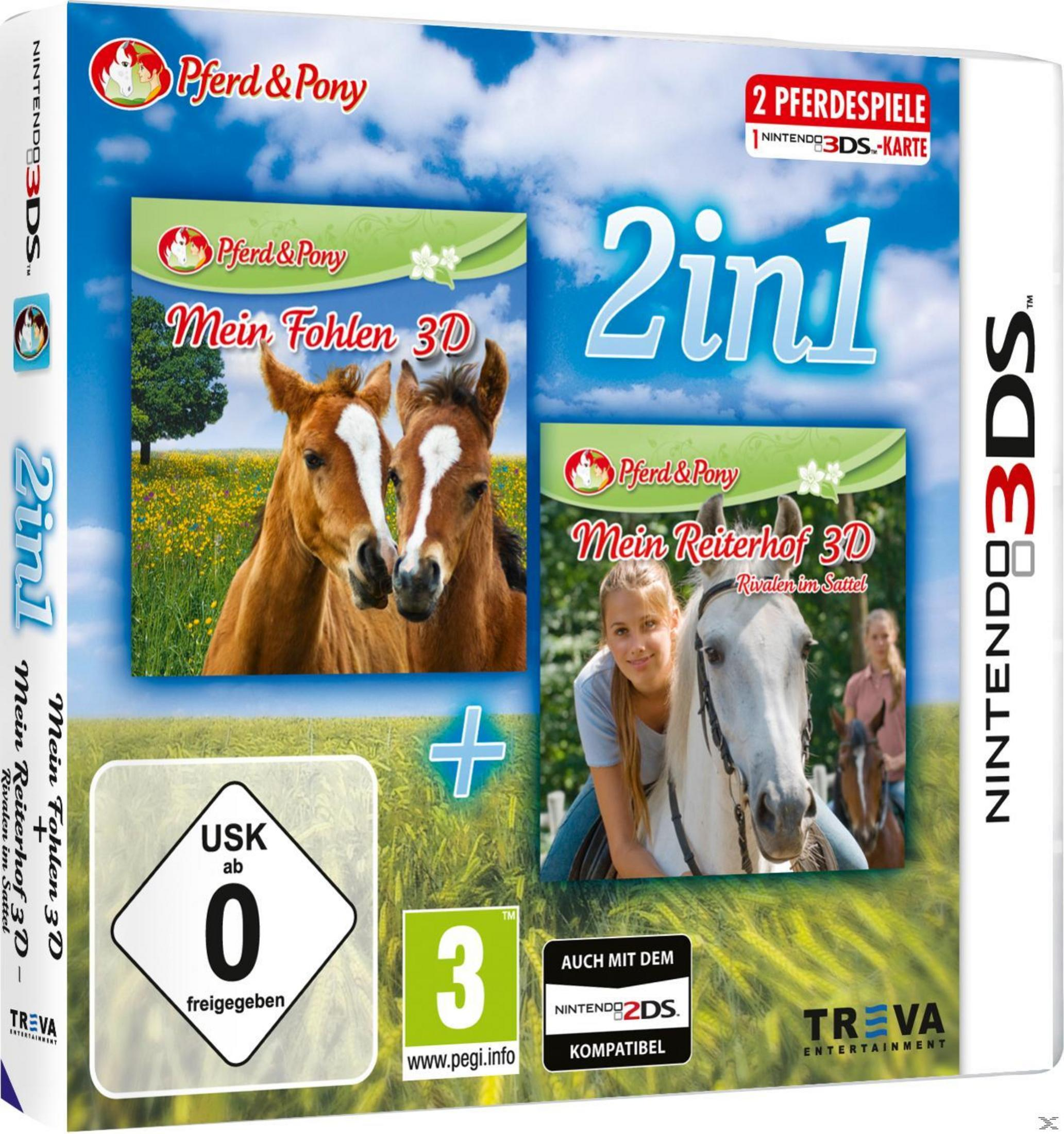 Nintendo 3DS-Spielbox mit zwei Pferdebildern und einem Mädchen auf einem Pferd.