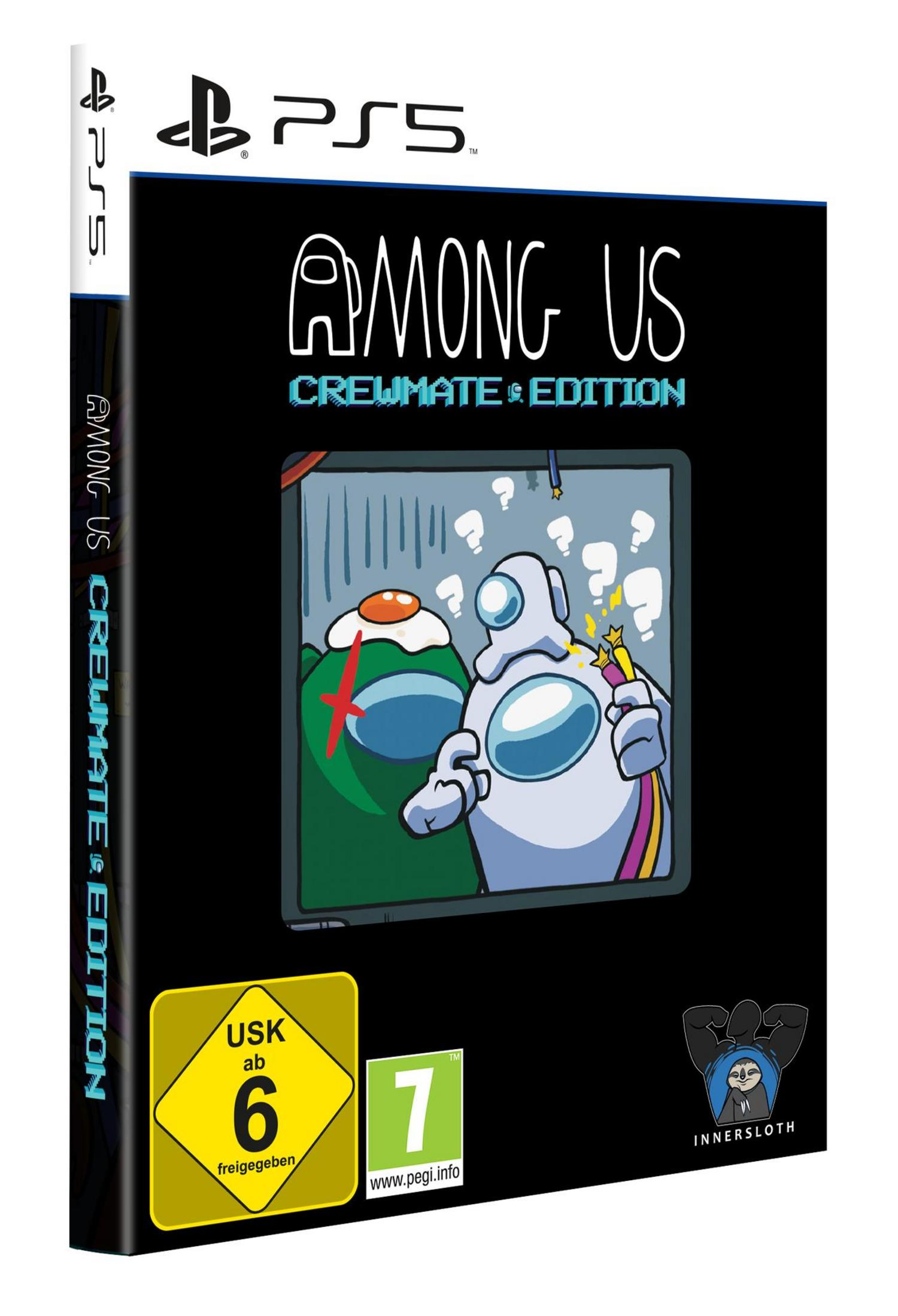 Among Us Crewmate Edition Spielhülle für PS5, mit Astronauten und einer Szene.
