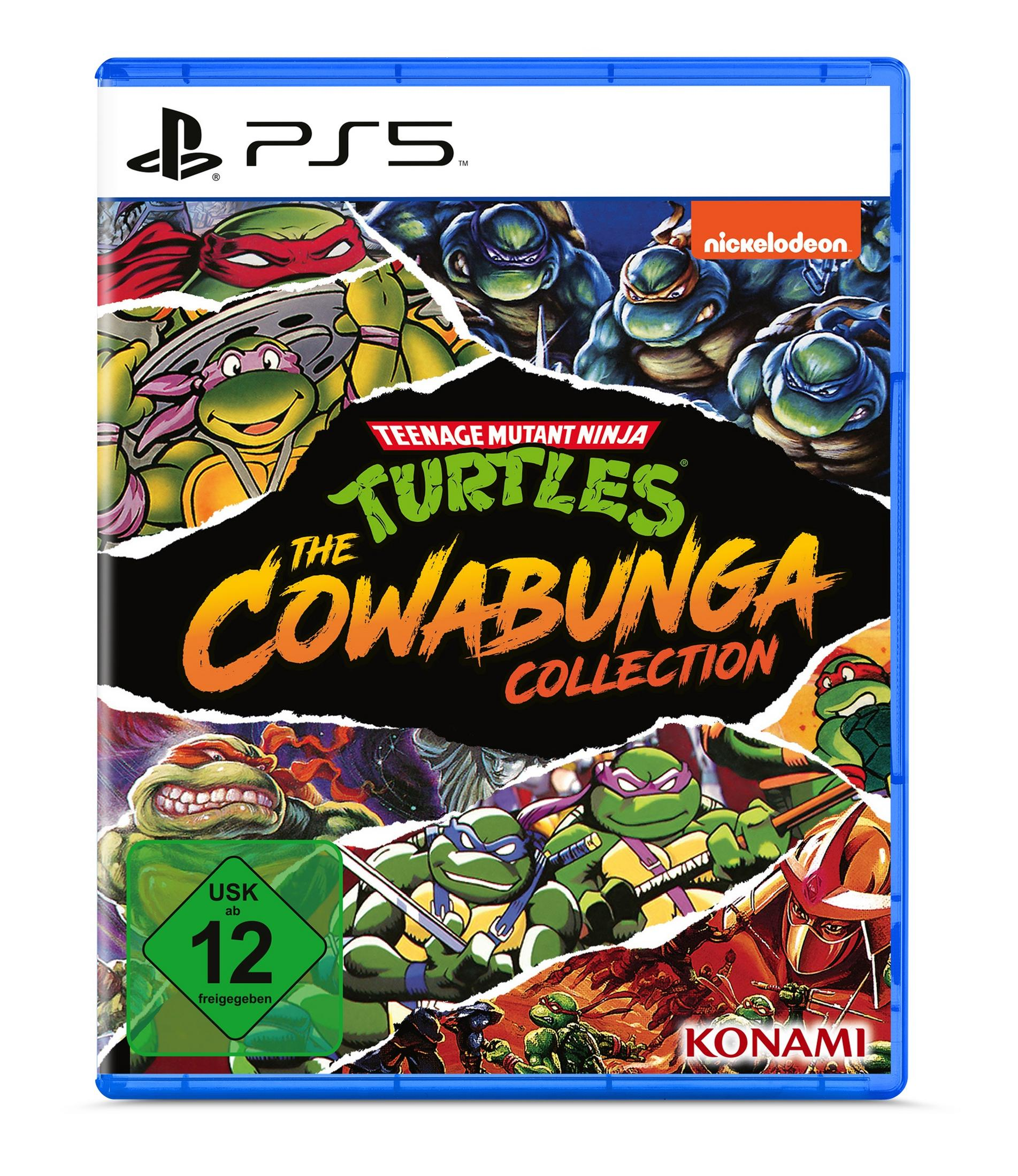 Teenage Mutant Ninja Turtles Spielcover. Turtles in Aktion. PS5 Box.