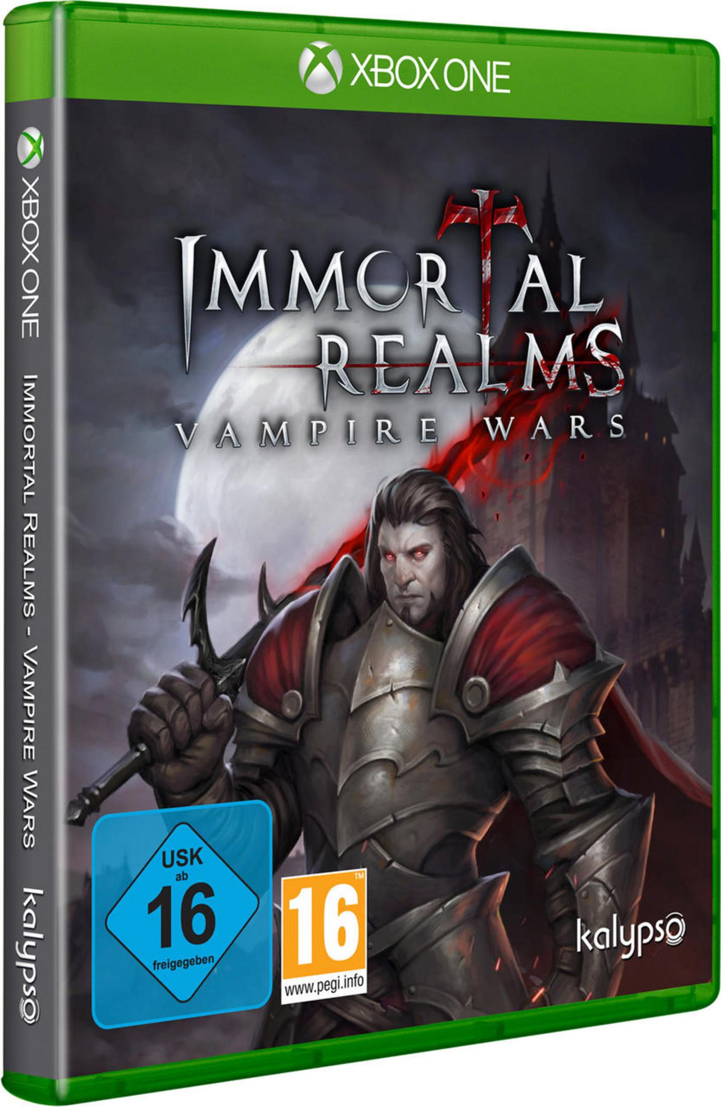 Xbox One Spielbox für 'Immortal Realms: Vampire Wars', mit einem Vampirkrieger.