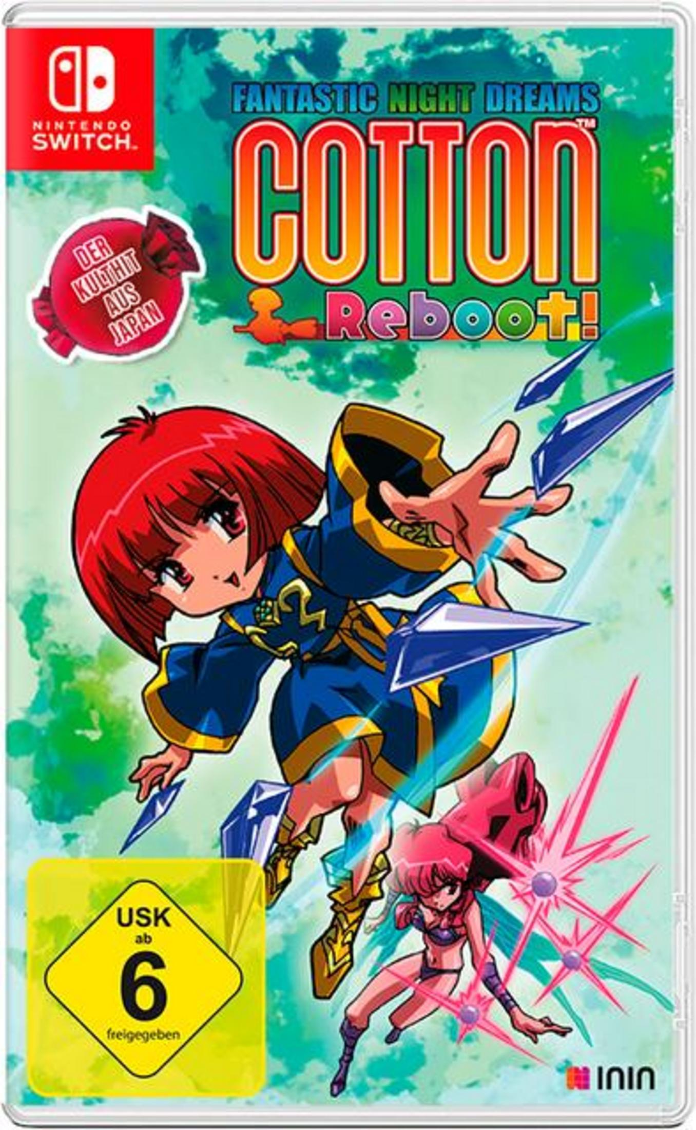 Scatola di gioco Nintendo Switch, intitolata "Cotton Reboot!", con un personaggio anime.