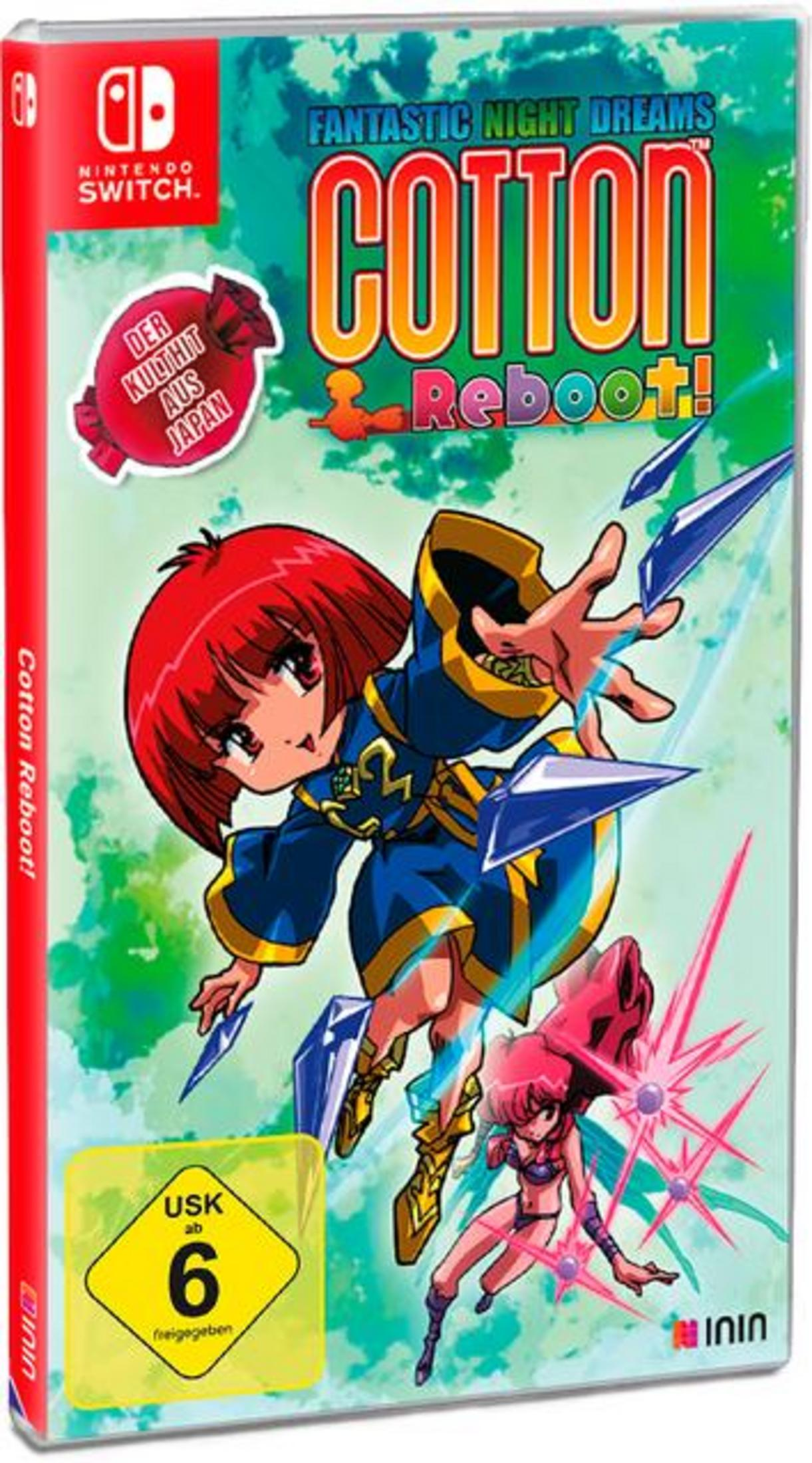 Scatola del gioco con personaggio anime, titolo 'Cotton Reboot!' e testo giapponese.