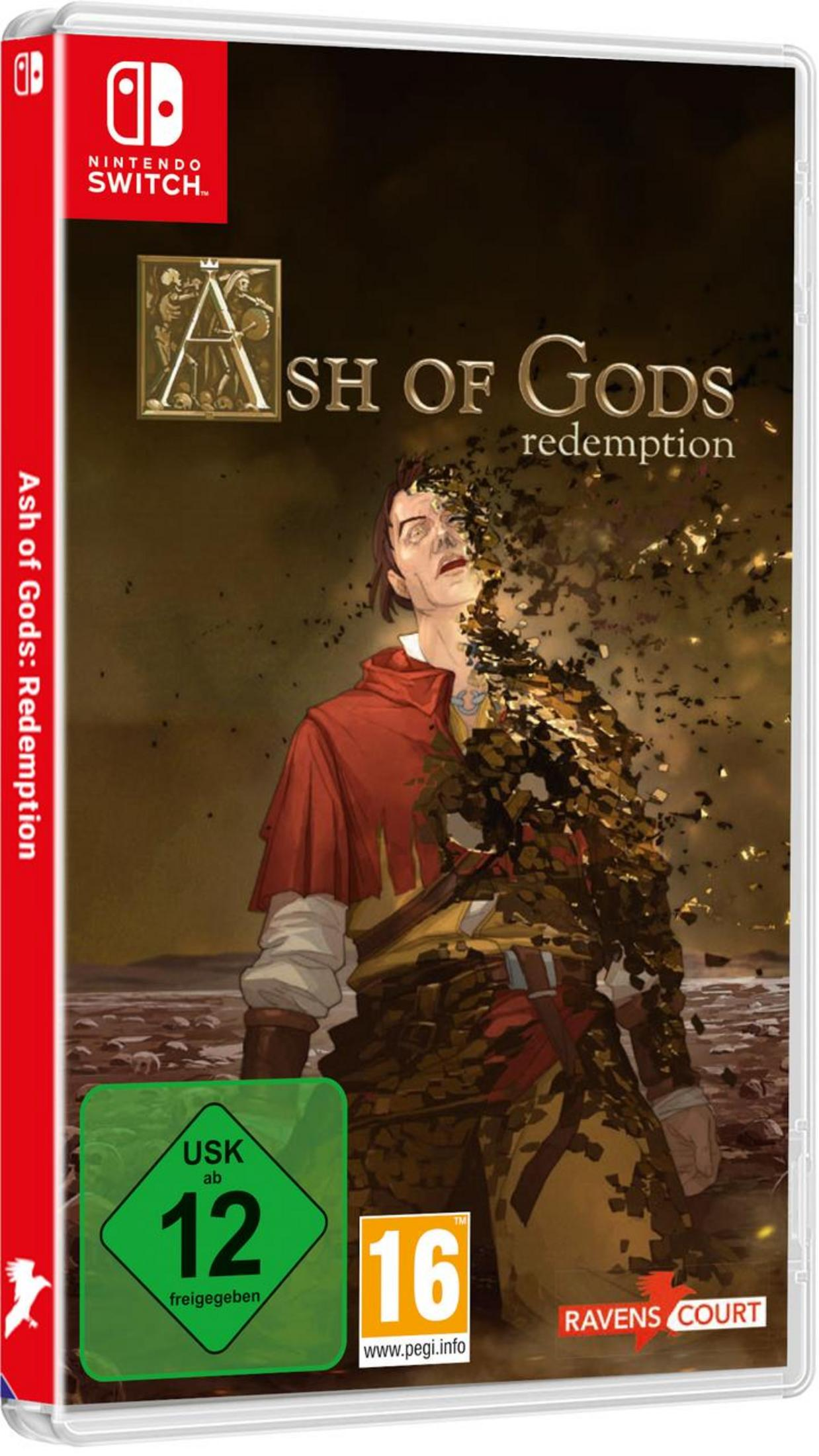 Nintendo Switch-Spielbox: Ash of Gods: Redemption, mit einer Fantasy-Kunstszene.
