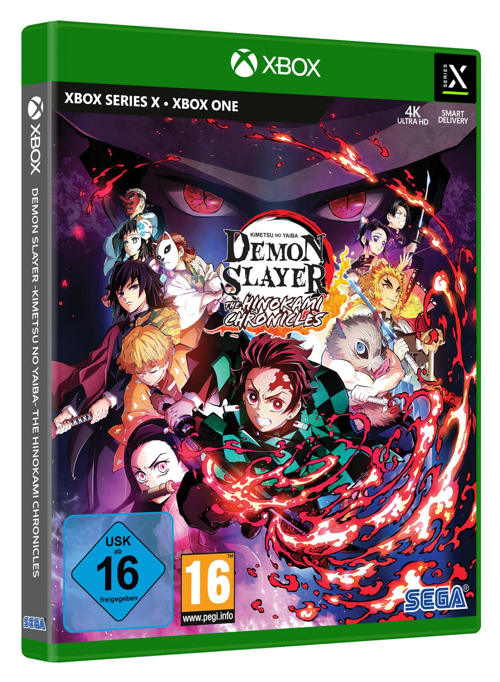 Demon Slayer: The Hinokami Chronicles Spielbox mit Anime-Charakteren und dunklem Hintergrund.