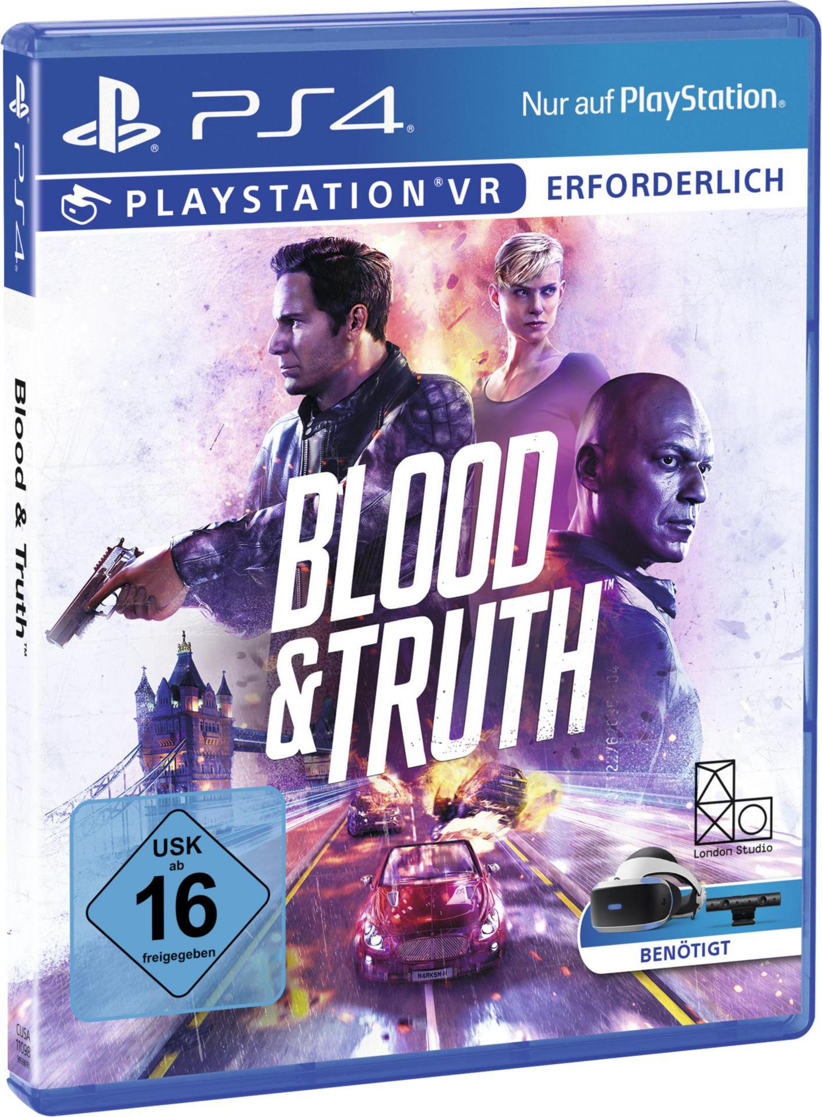 Spielbox für Blood & Truth, mit Schauspielern und einer Londoner Straßenszene.