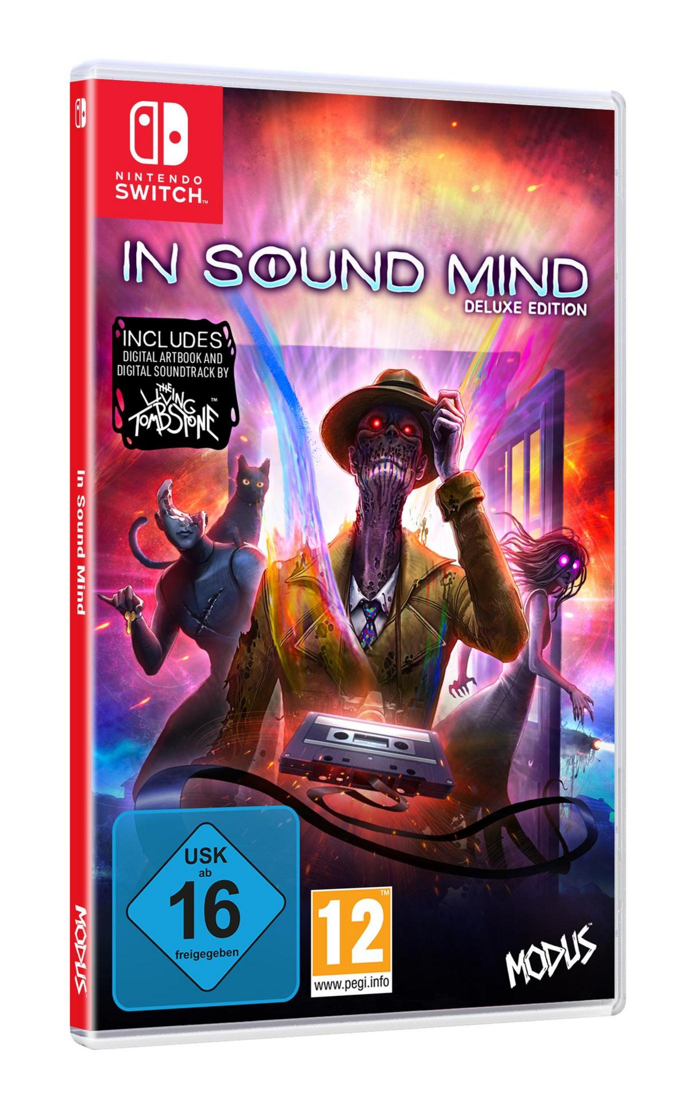 Das Cover von In Sound Mind Deluxe Edition zeigt eine zombieartige Figur, die eine Kassette hält.