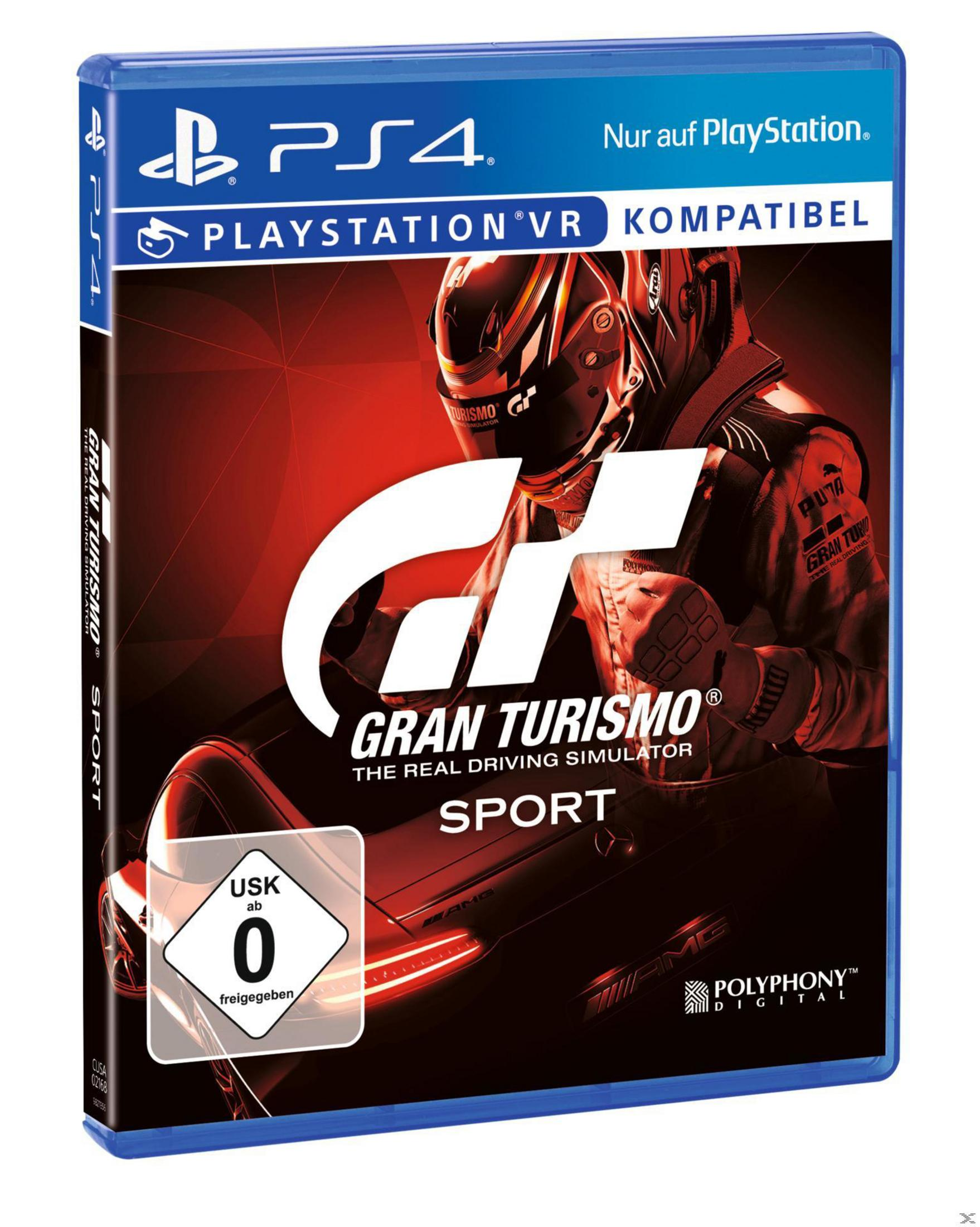 PS4-Spielhülle für Gran Turismo Sport, zeigt eine Autorennszene.