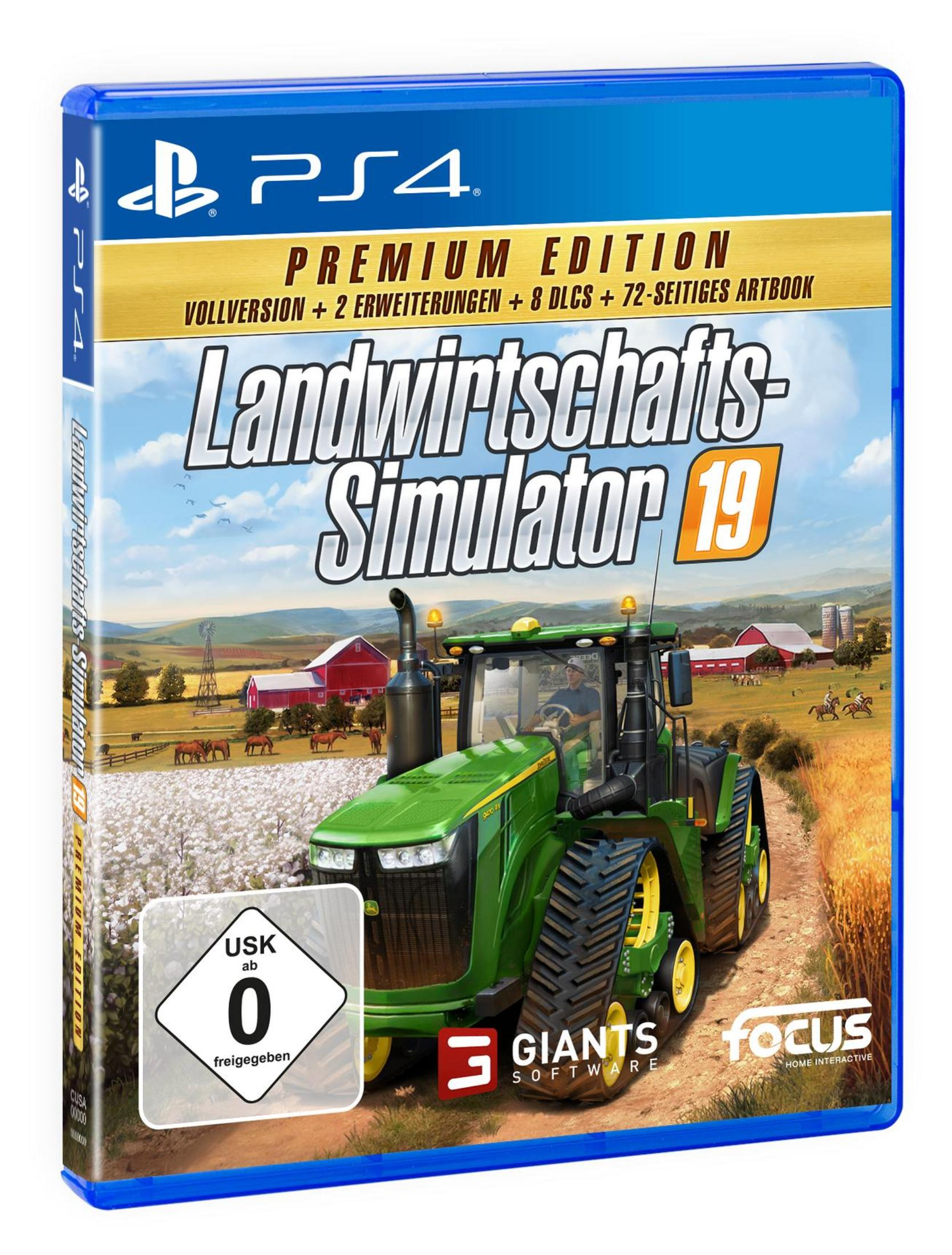 Spielbox mit Traktor auf dem Feld. Blaue Box mit weißem Hintergrund.