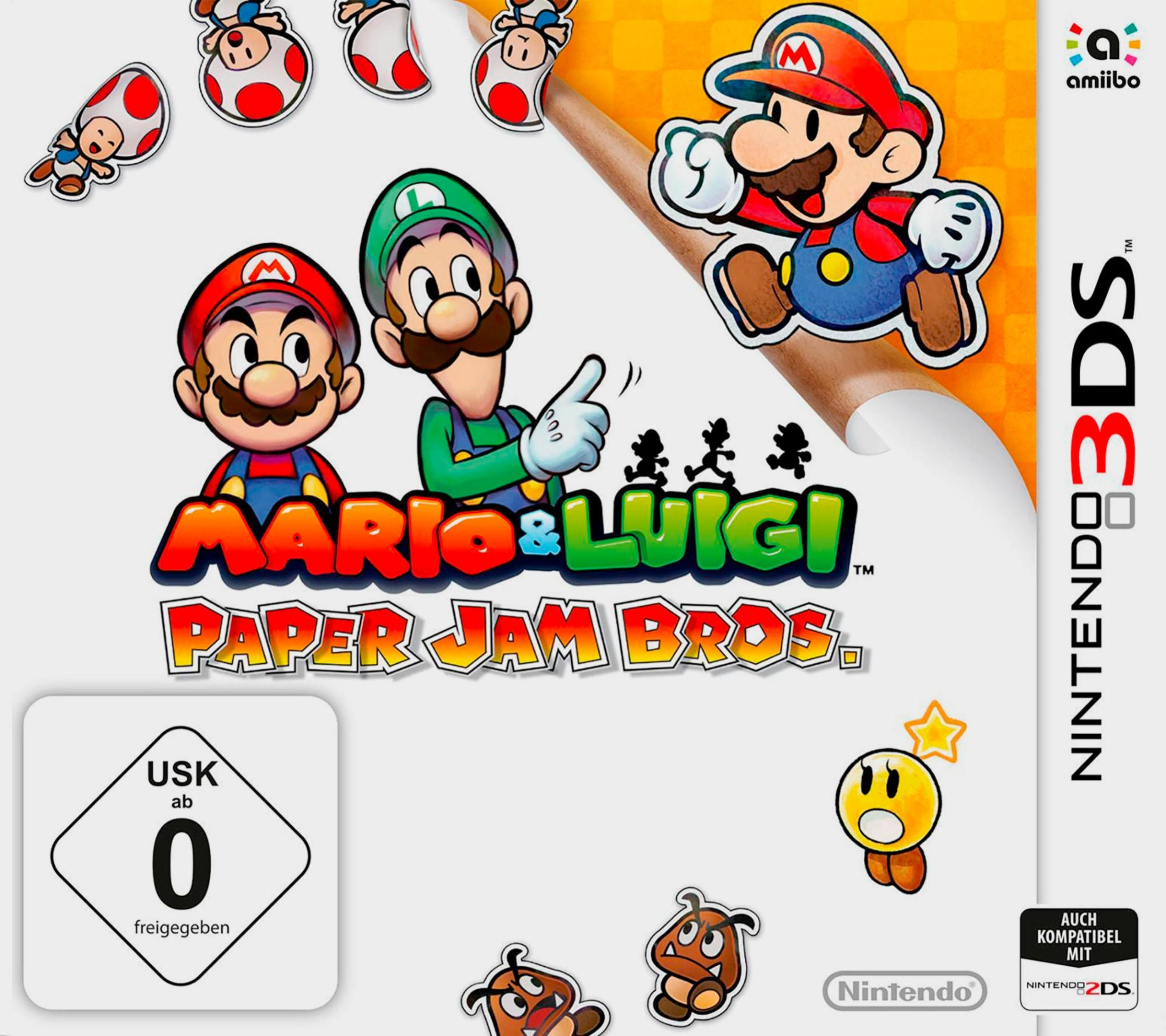 Nintendo 3DS Spielhülle: Mario & Luigi Paper Jam Bros. Mit Mario, Luigi und anderen Charakteren.