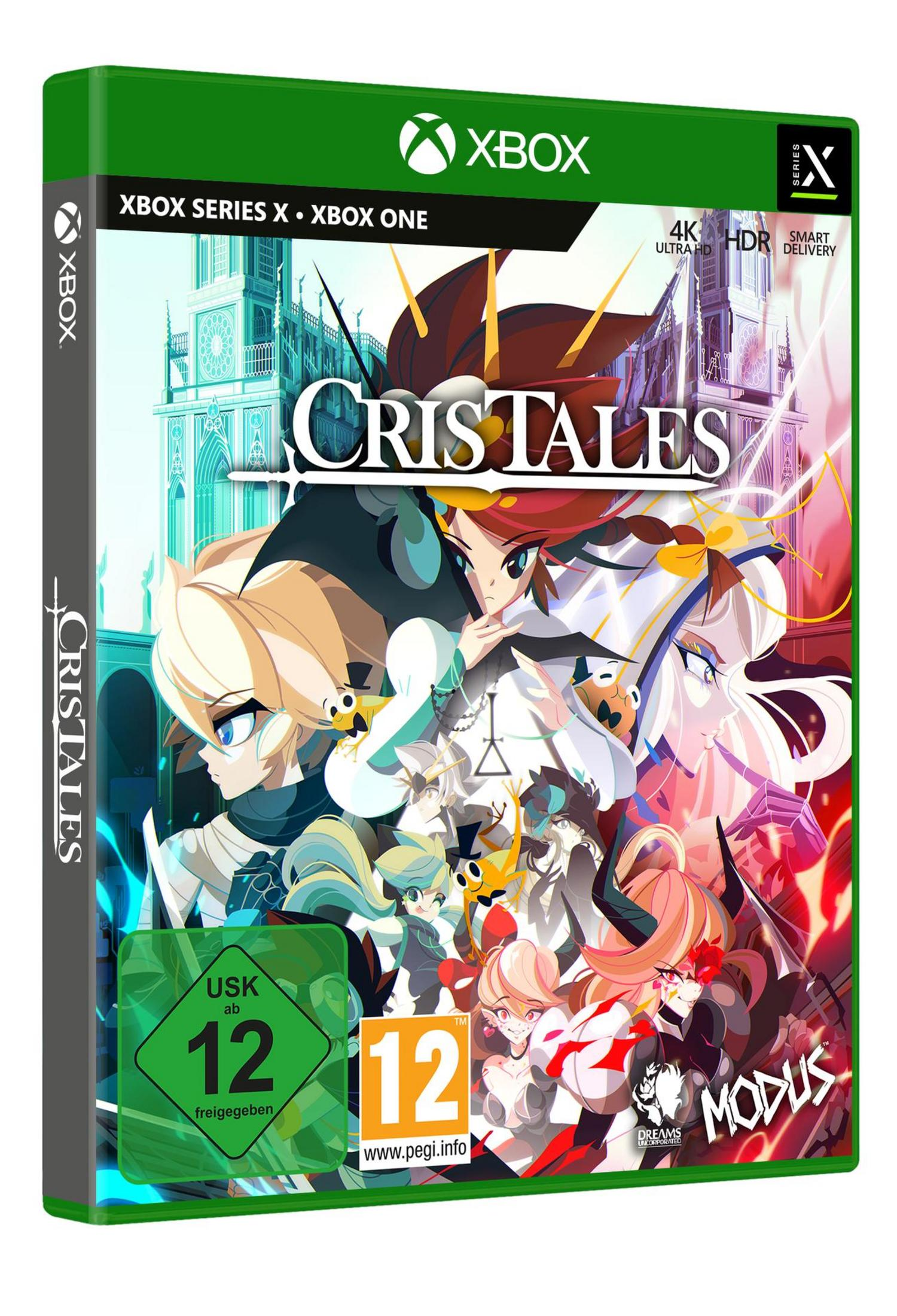 Spielbox-Art für Cristales. Verfügt über Anime-Charaktere und einen grünen Rand.