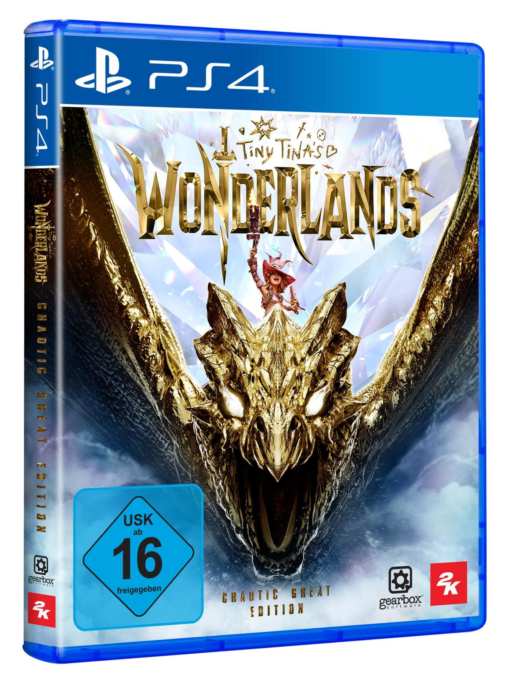 PS4-Spielhülle: Ein Drache mit goldenen Flügeln, eine Frau mit Waffe und Spieletitel.