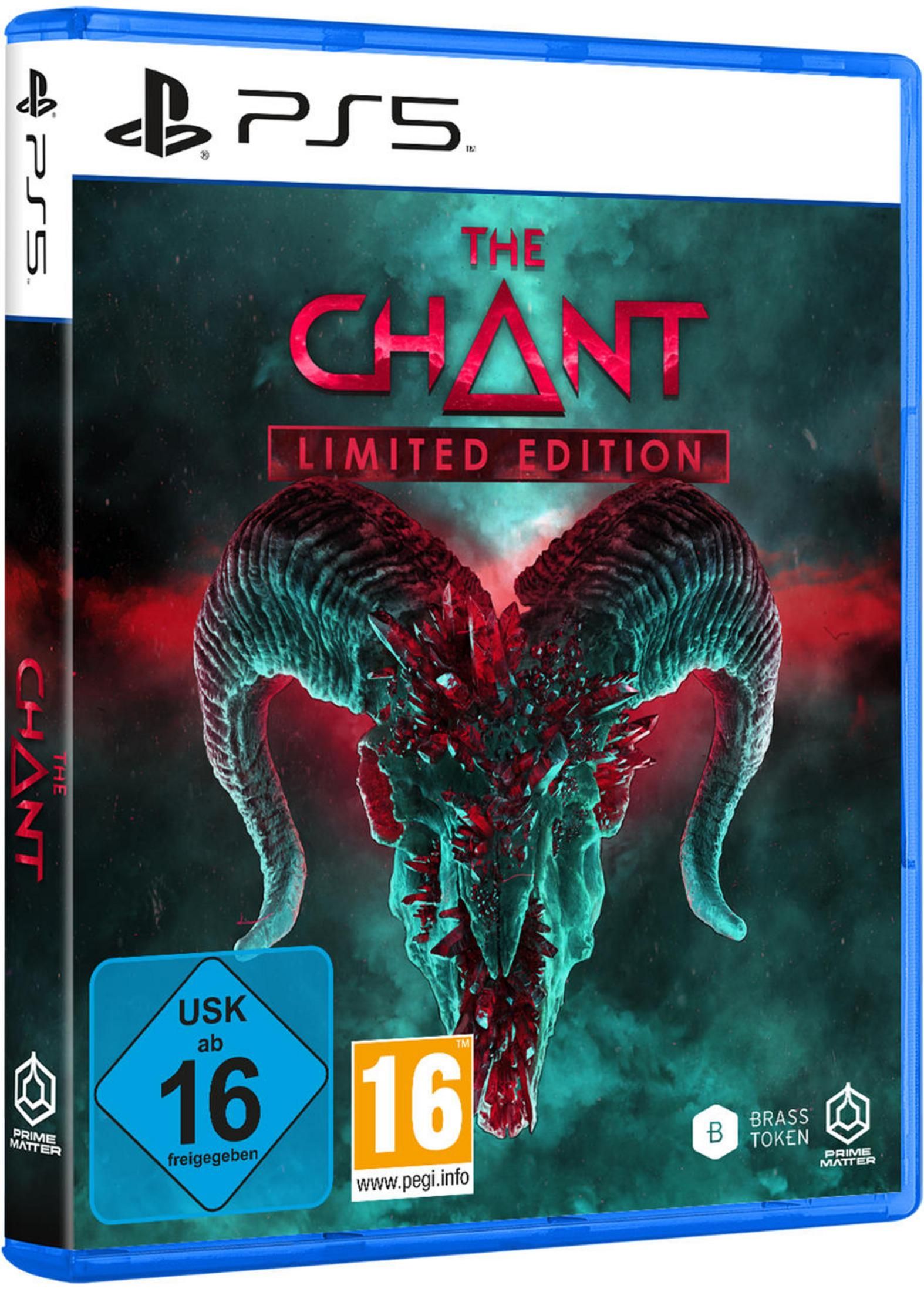 PS5-Spielbox für 'The Chant'. Zeigt einen gehörnten Schädel mit rotem und blaugrünem Hintergrund.